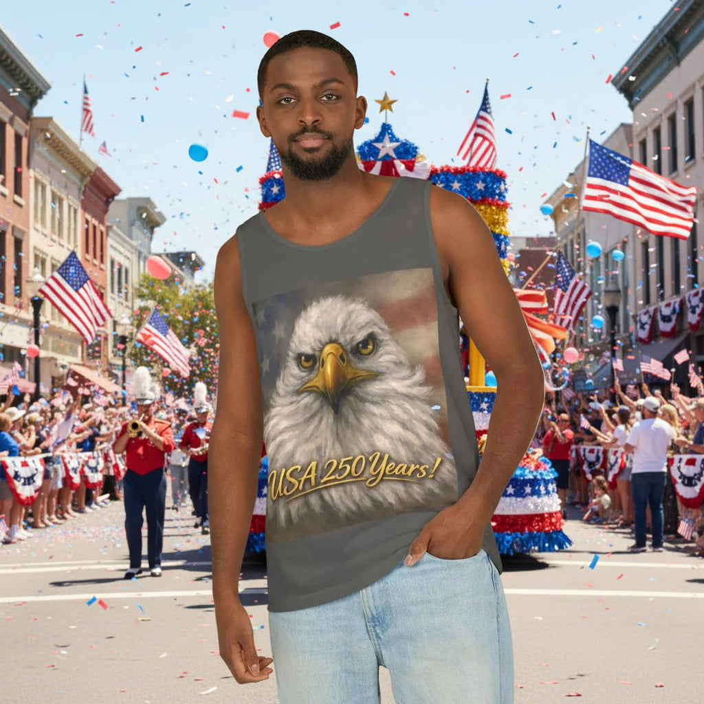 Pepper color Bald Eagle tank top makes a huge statement - 5 colors - XS-3XL