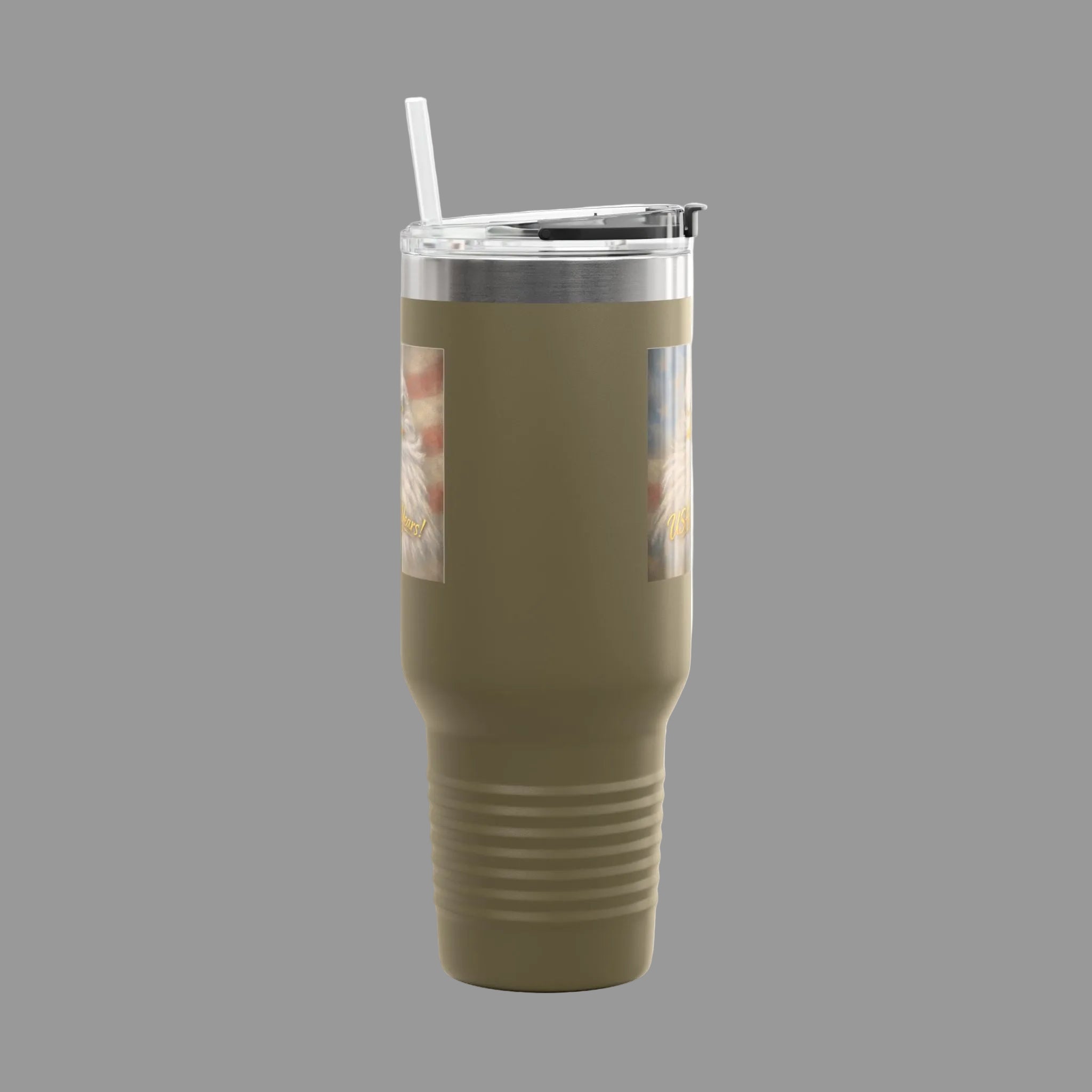 Olive Green travel mug with a straw and leak proof top comes in 4 colors