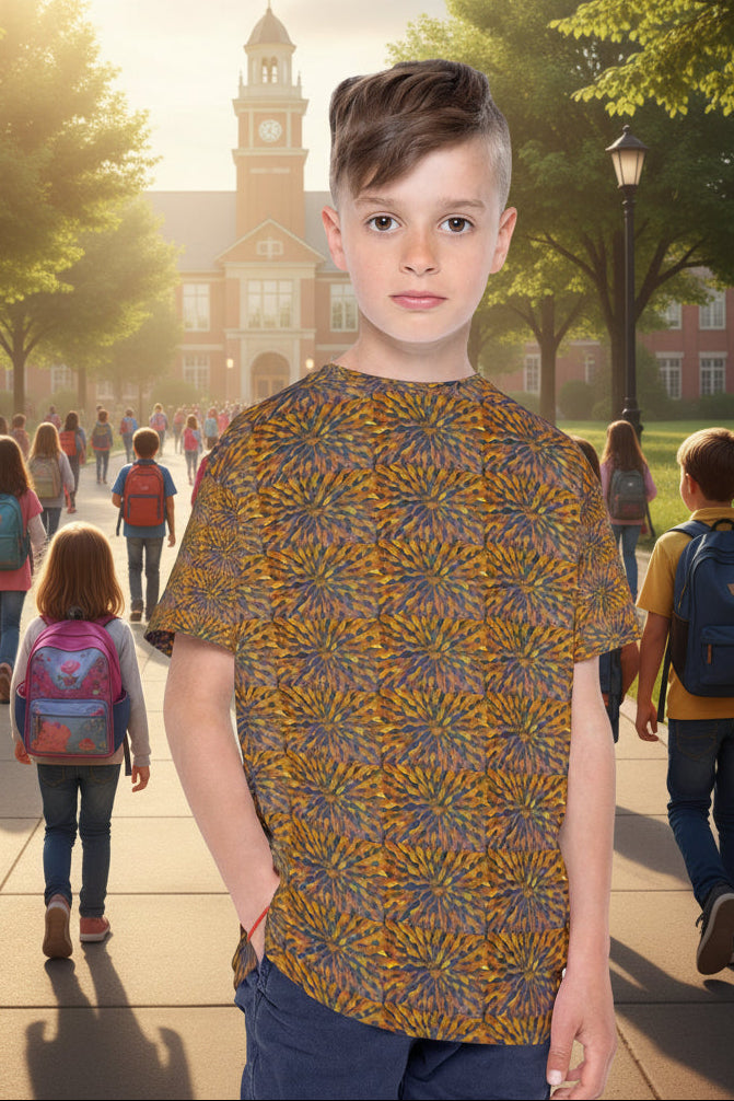Kids' unisex short sleeve jersey in vibrant pattern. 100% Polyester - quick dry.