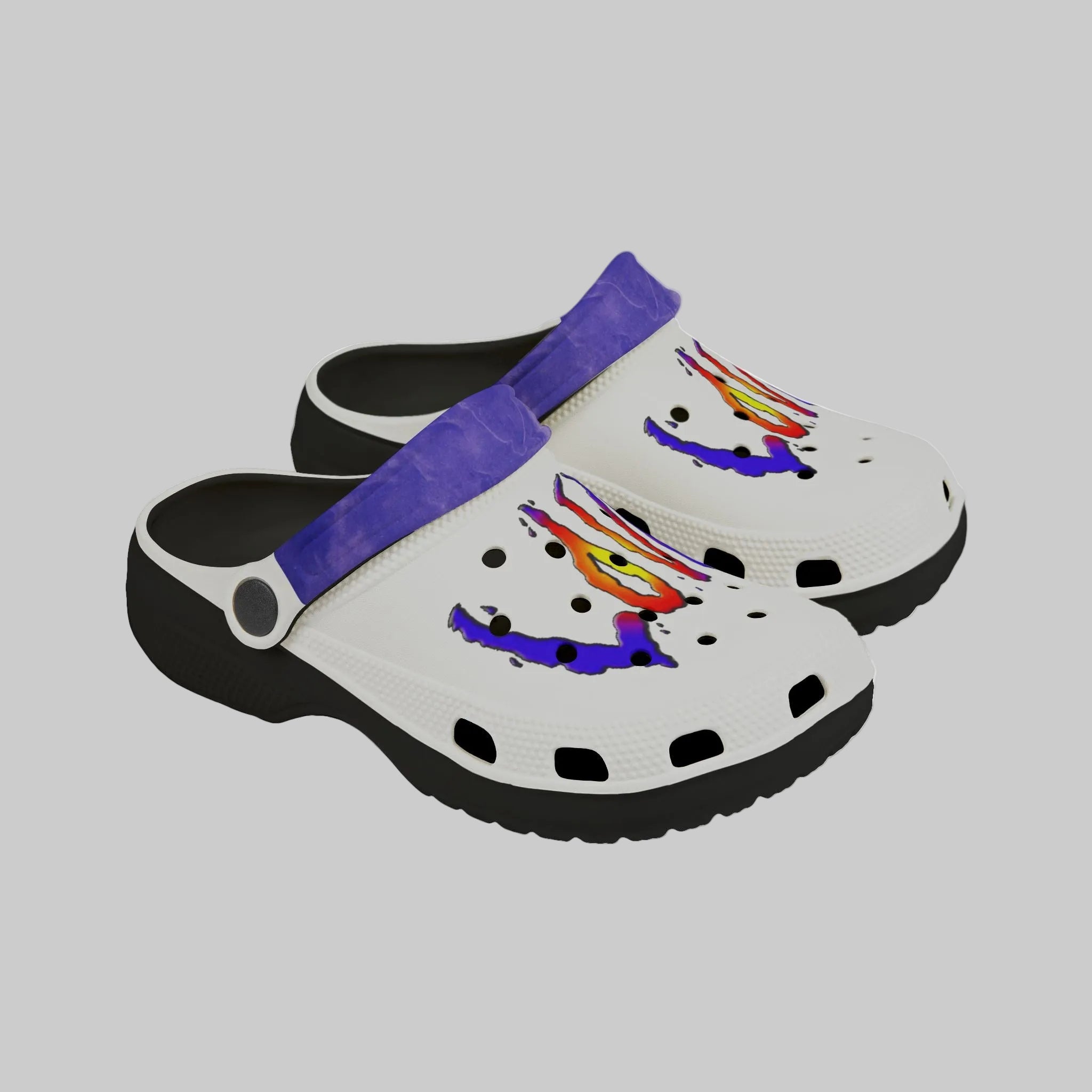 Kids' white clog is colored in LOVE - durable, flexible and available with black interior and footbed