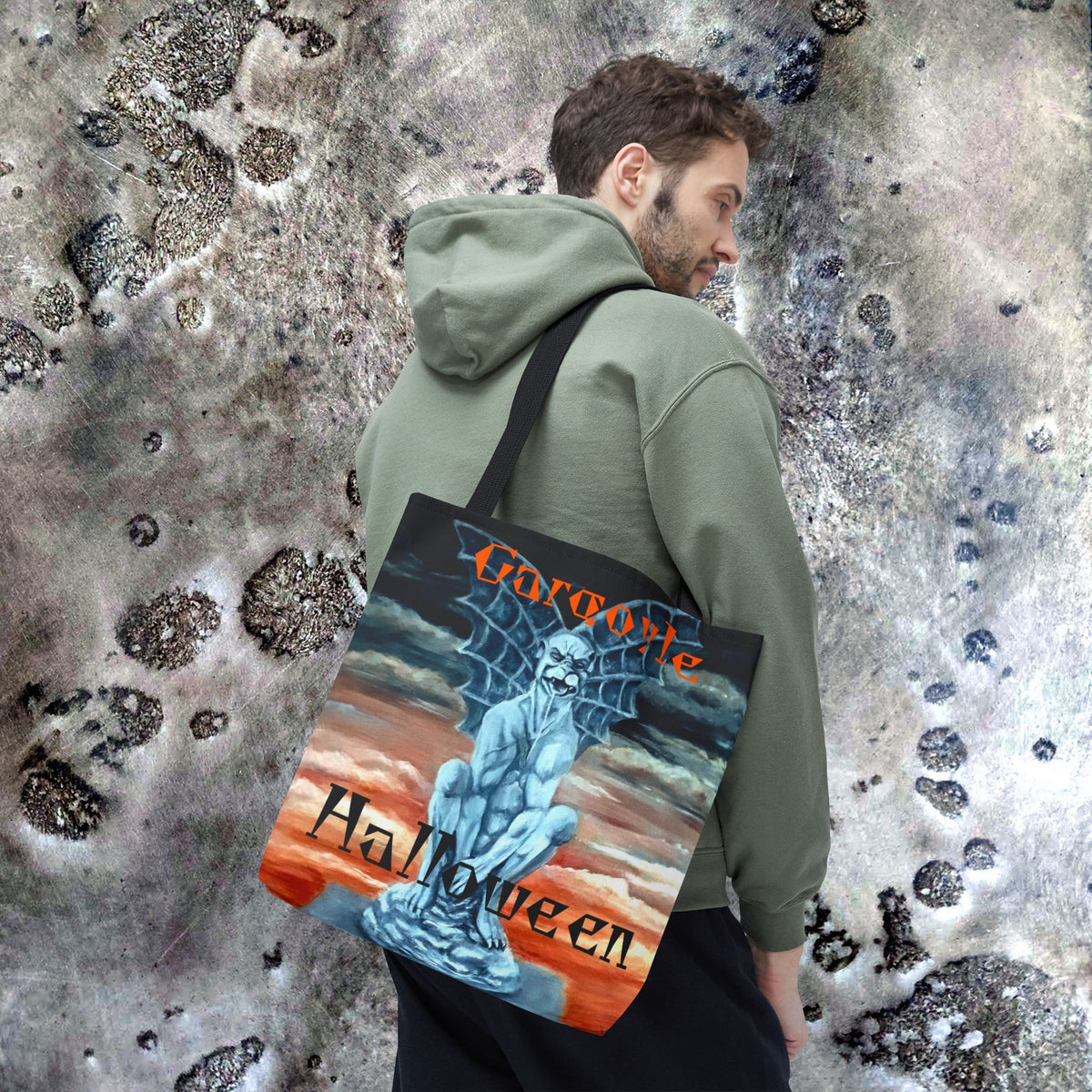 Person holding a large 'Gargoyles Halloween' Tote bag - 3 sizes