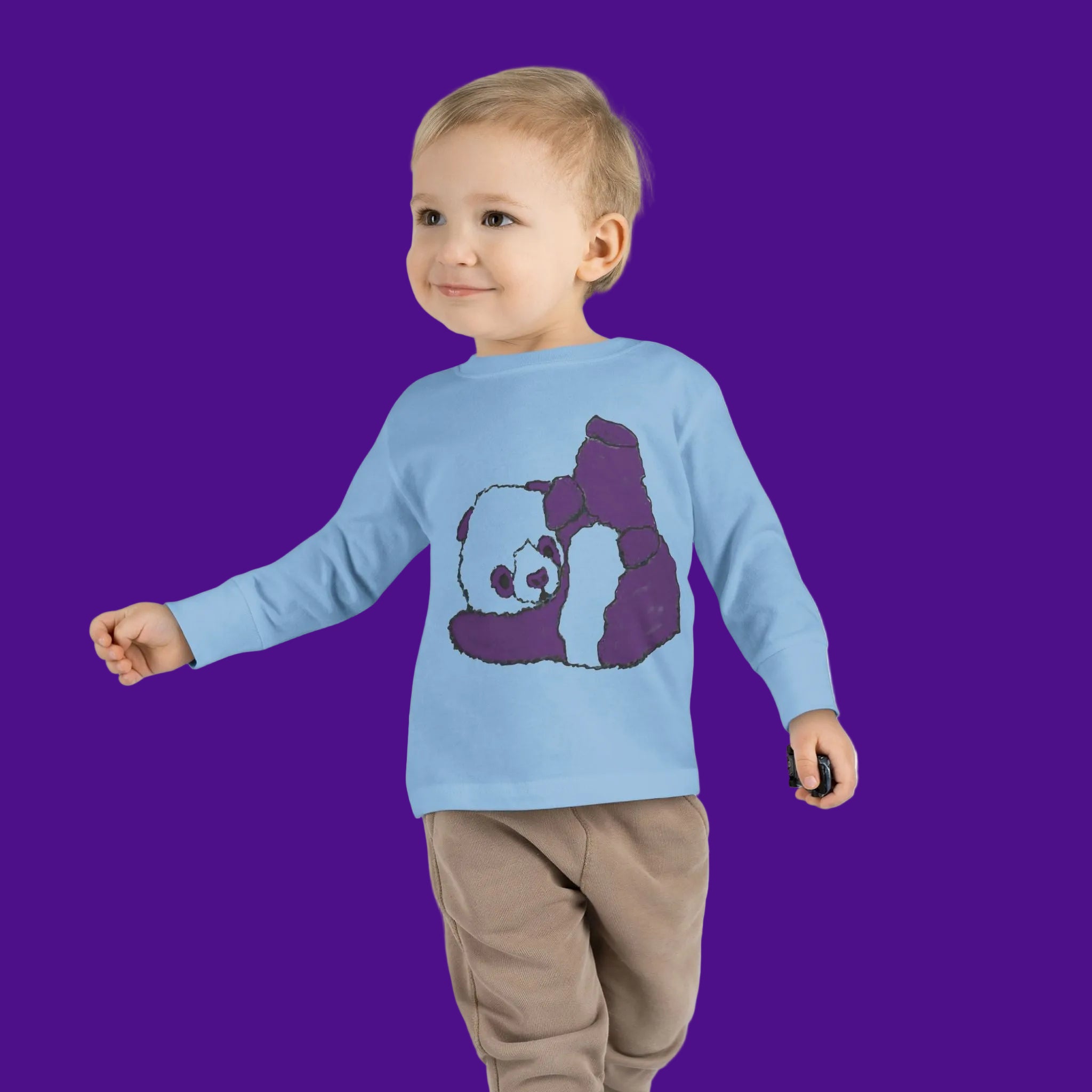 light blue long sleeve Tee with panda 2T-5-6T