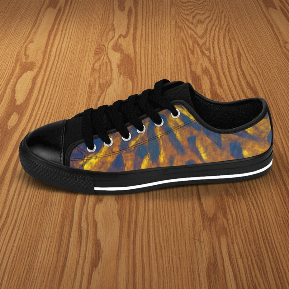 Men's Gold and Black sneaker with white strip around bottom and back