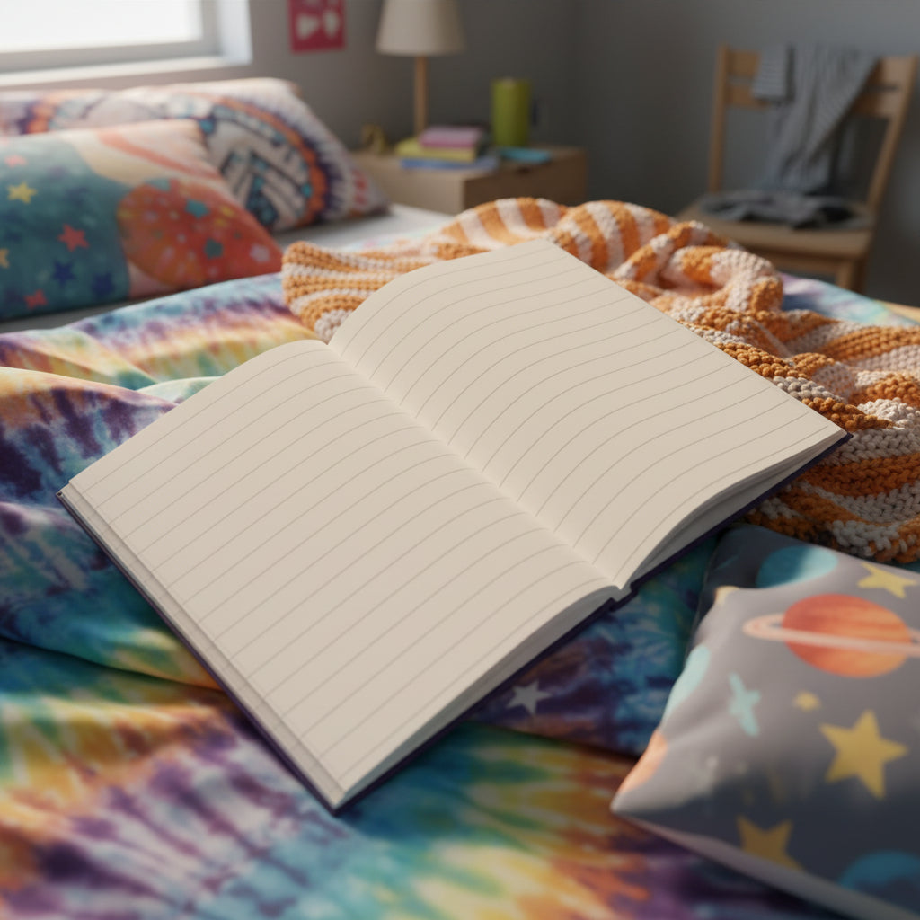 Open notebook with grid paper for personal or work notes