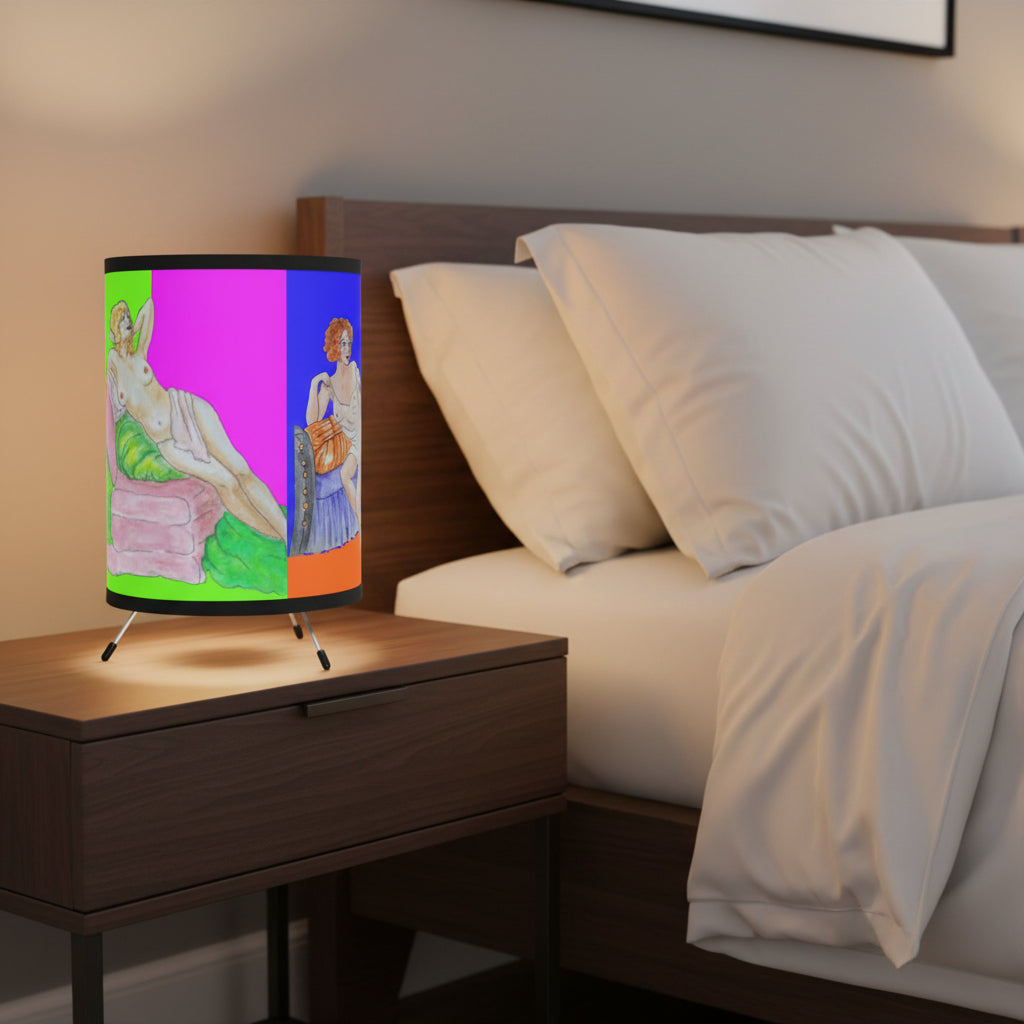 Colorful lamp with artistic design of Art Deco Divas