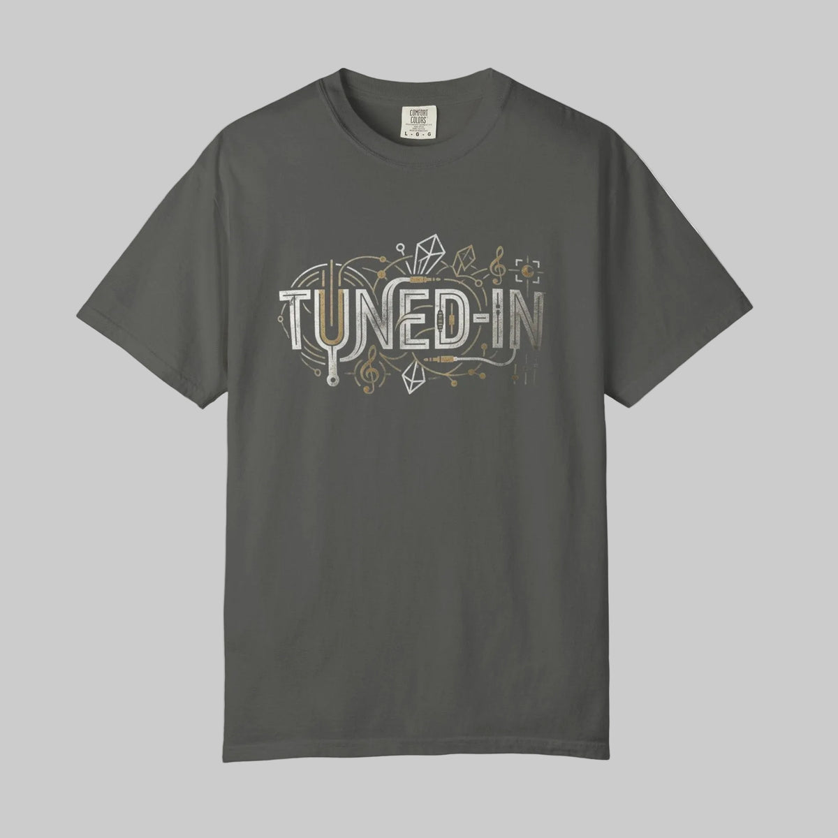unisex tee in Pepper color with graphic