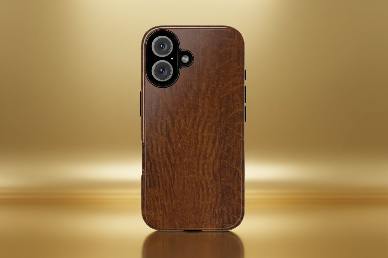 Phone case with 3D Wrap Unique Wood Grain Design - Tough and Durable in Glossy or Matte finish
