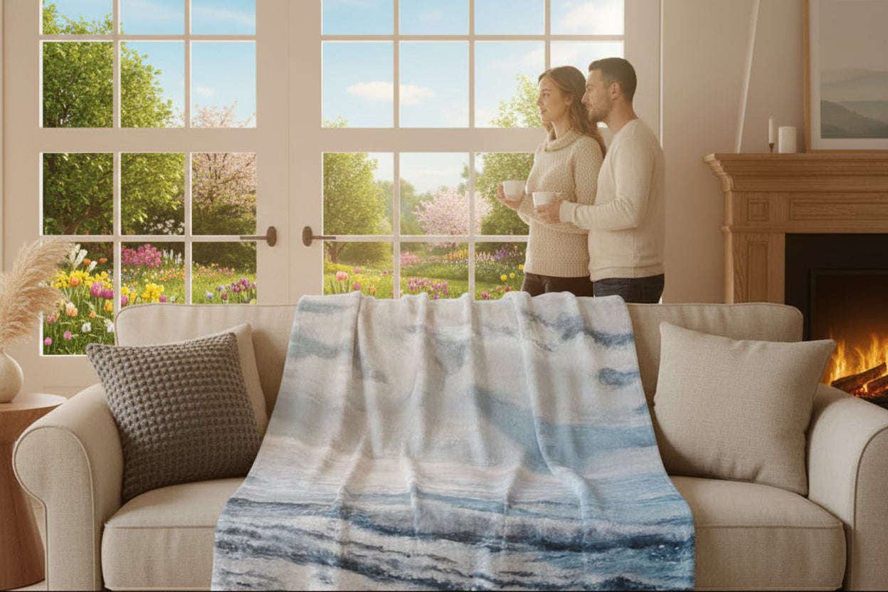 Beautiful Ocean Waves Throw blanket 60 x 60 - Plush and soft