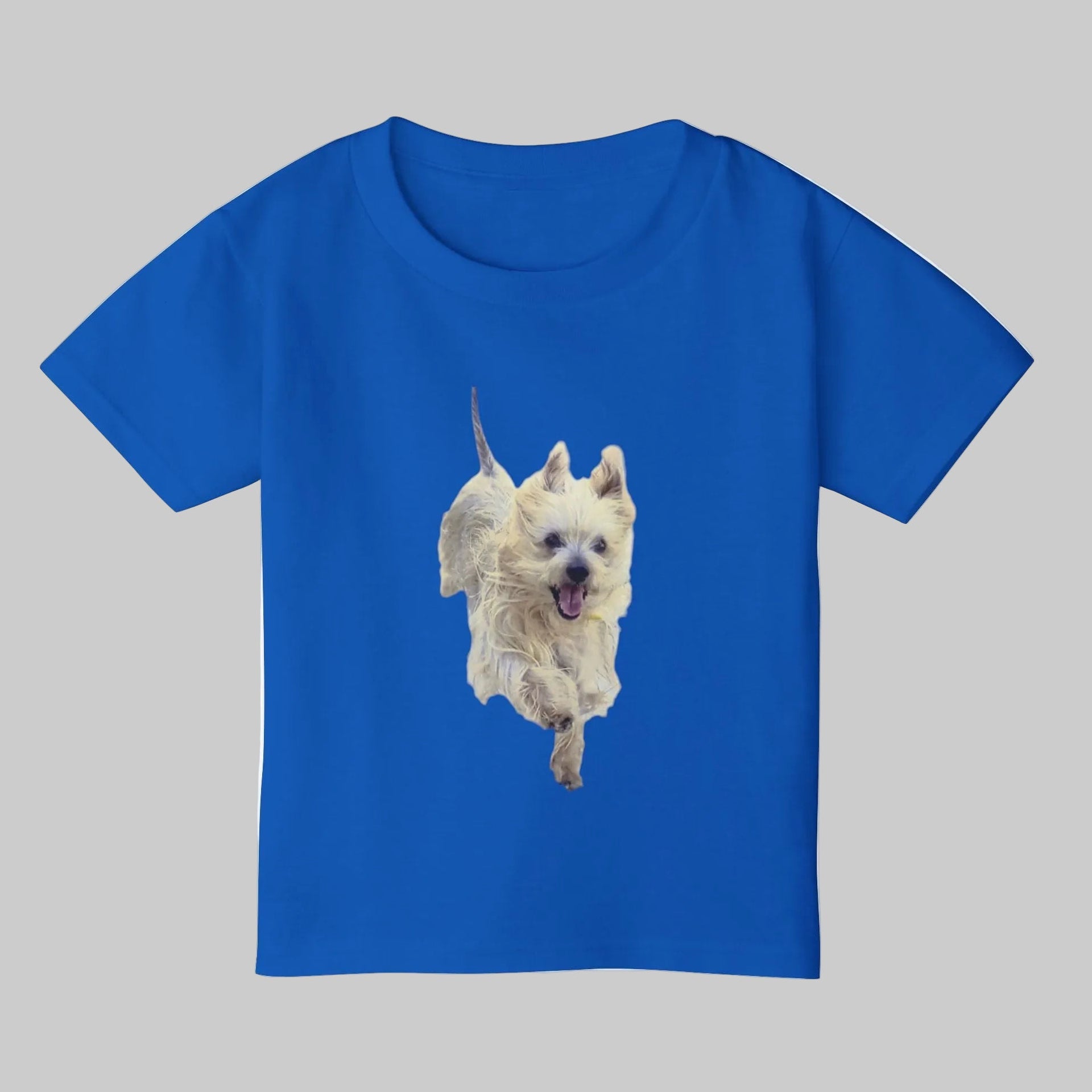 Royal blue kid's T-shirt in 4 colors 2T-6T with cute doggie print