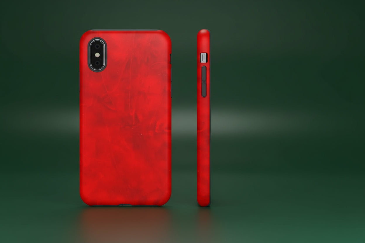 Phone Case in Hot Red Leather-like Design with Dual Layer for Shock Impact and UV Protection