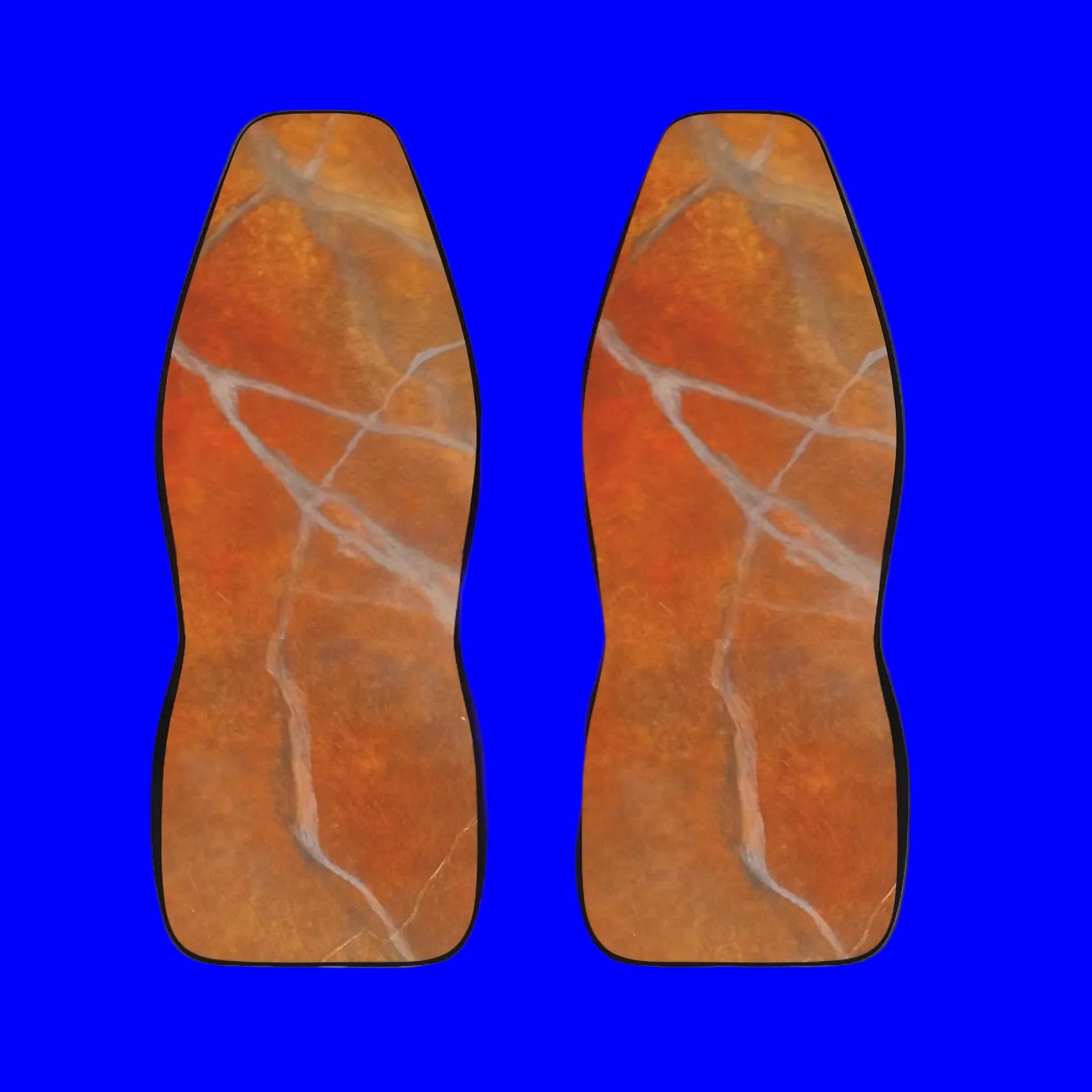 Unique and eye catching pair of red/orange marble designed car seat covers