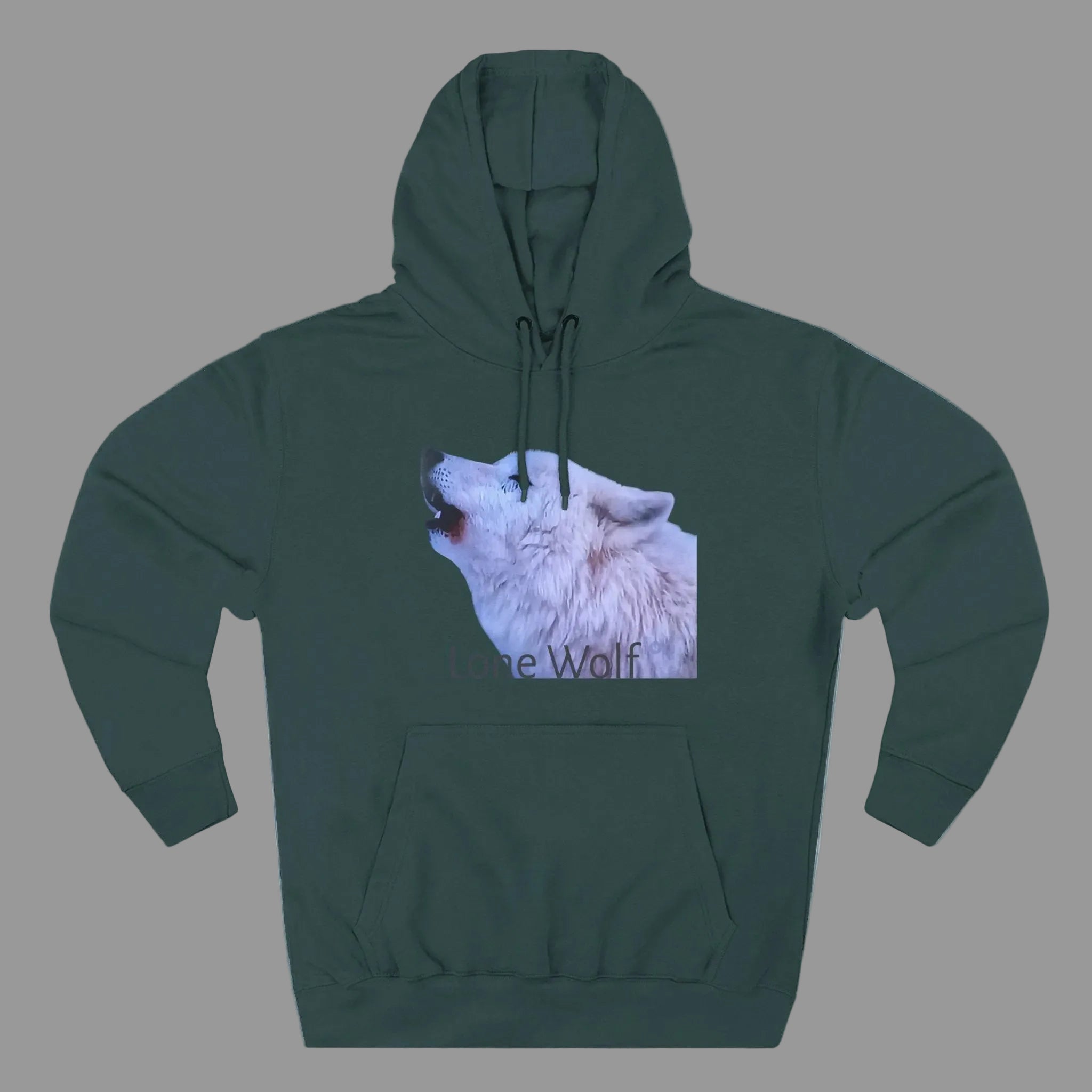 Sports Green hoodie with a wolf graphic in warm ring spun cotton and polyester