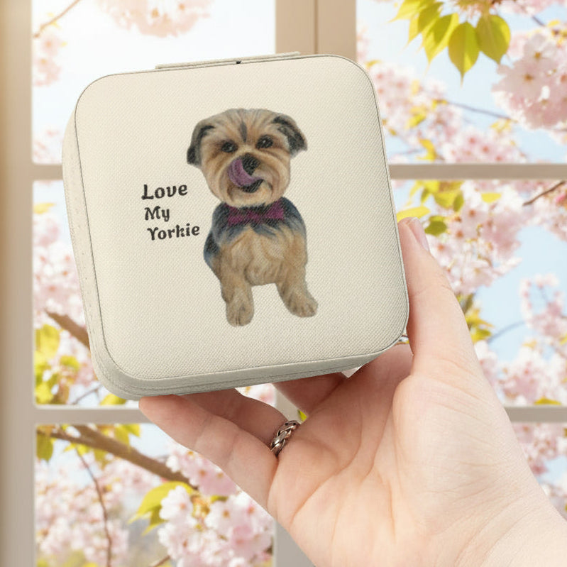 Yorkie painted travel jewelry case is a great gift idea