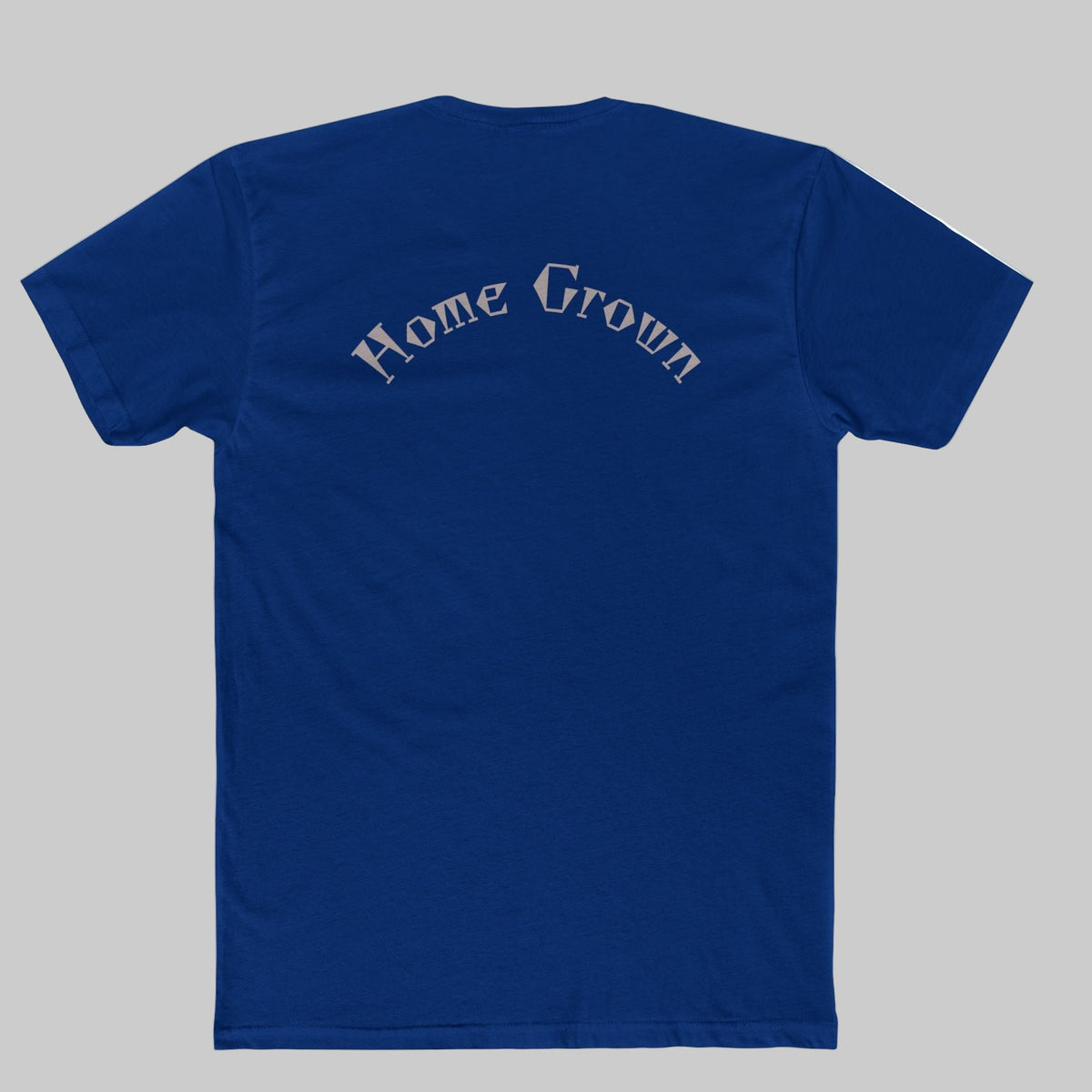 Royal Blue t-shirt with 'Home Grown' text on the back