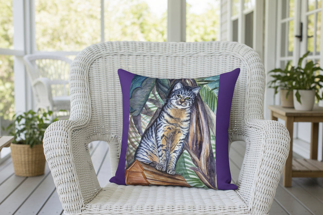 Decorative pillow with a cat design available in Five Sizes