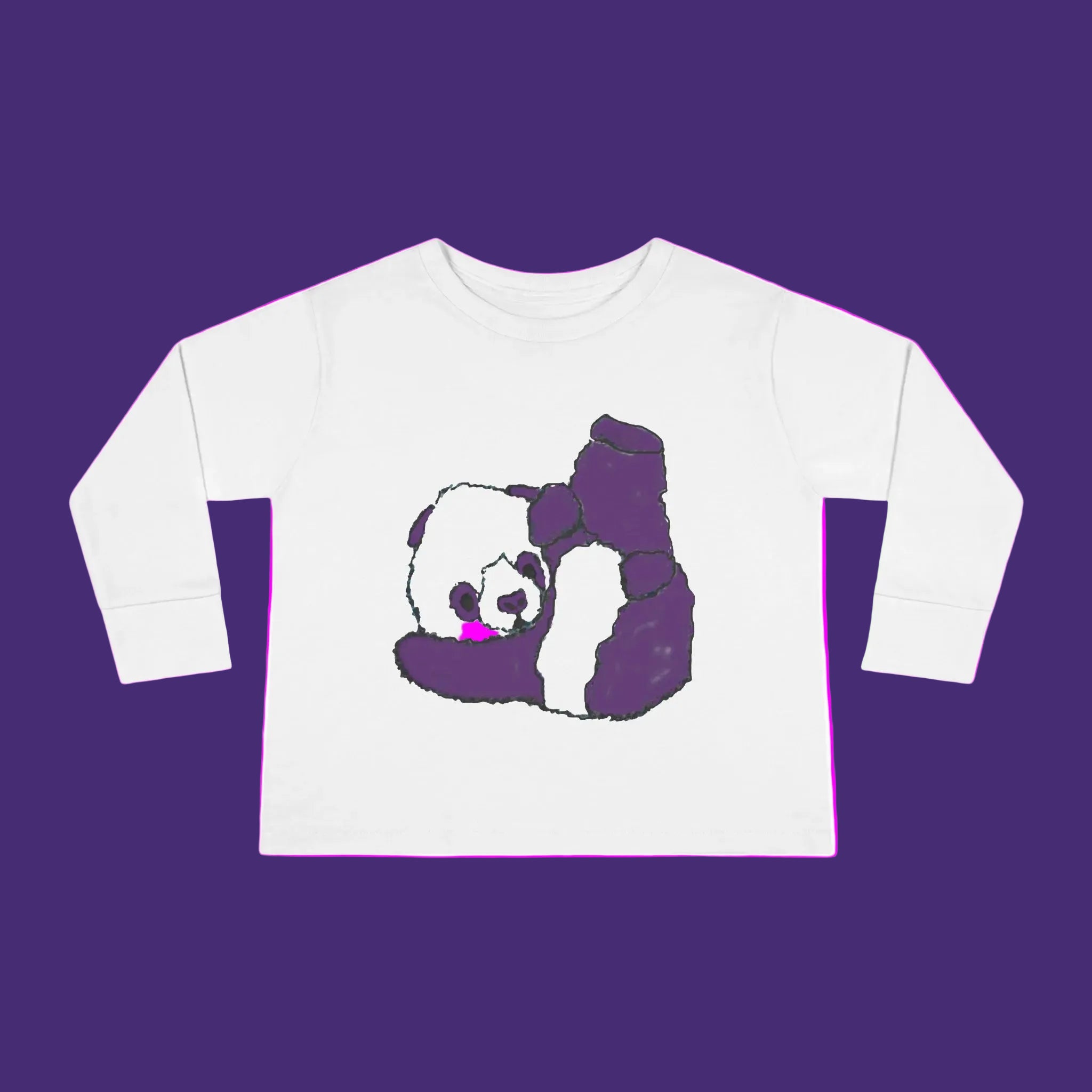 White t-shirt with a panda graphic on a white background