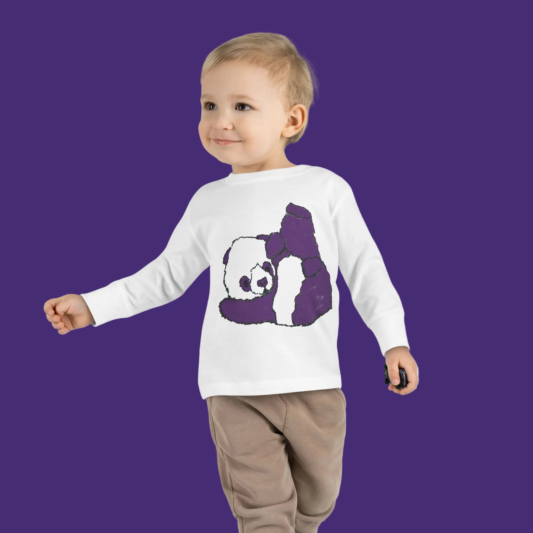 Toddler Long Sleeve Tee - Adorable Purple Panda