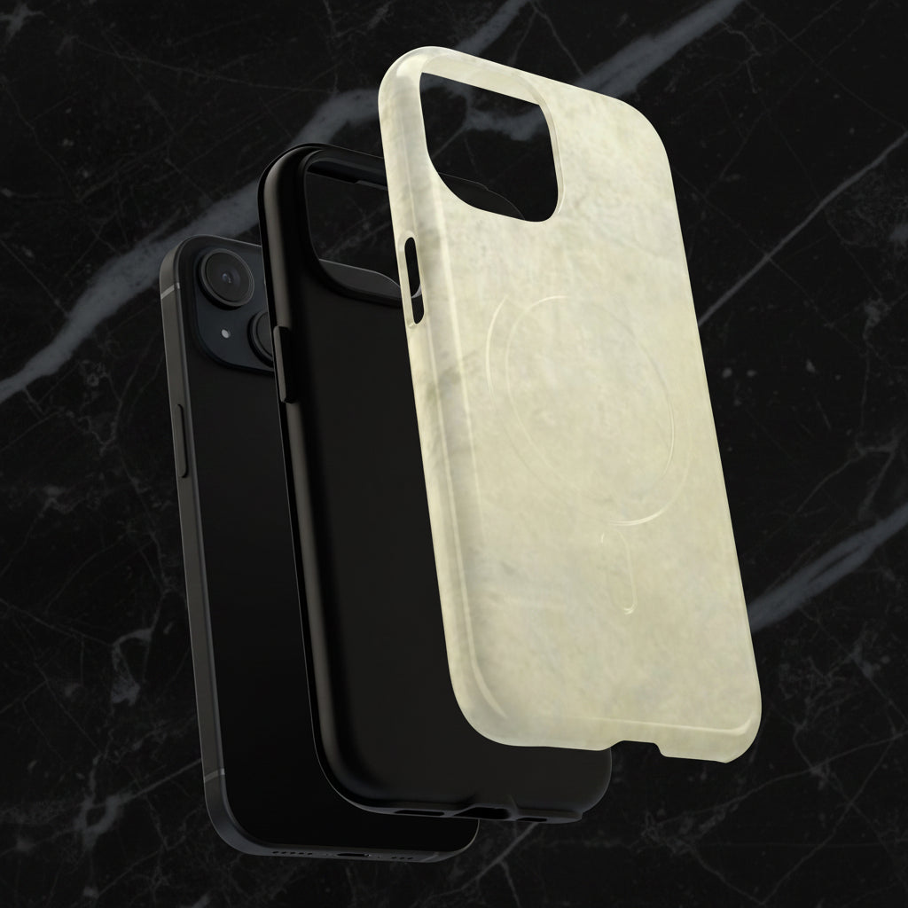 i phone case in silver vintage design with dual tough construction in polycarbonate and silicone layer for shock absorption