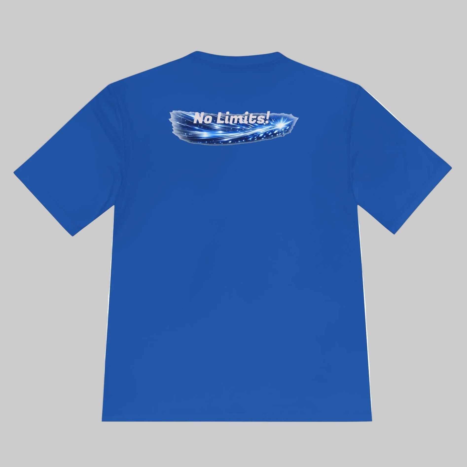 True Royal Blue t-shirt with explosive graphic on the back