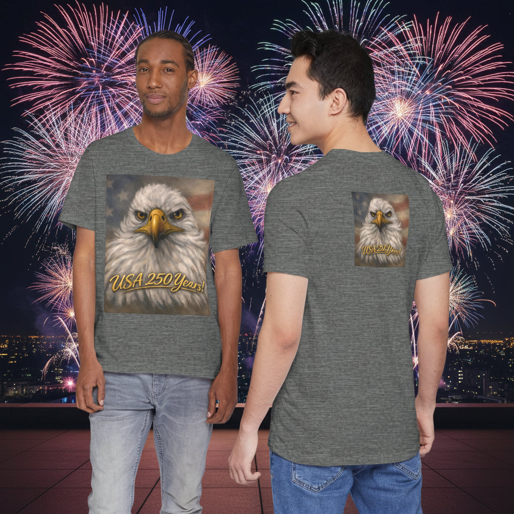 Gray t-shirt with an eagle design on front and back - 5 colors - xs - 4xl