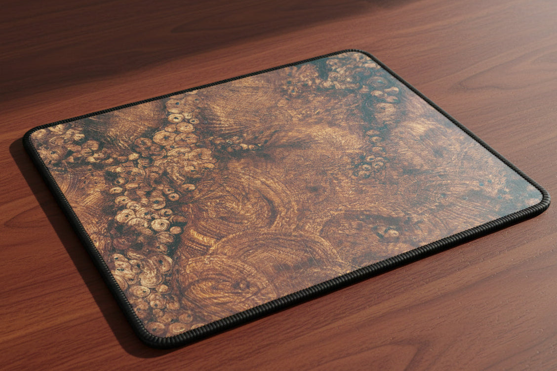 Decorative mouse pad painted with unique Burl Wood Design