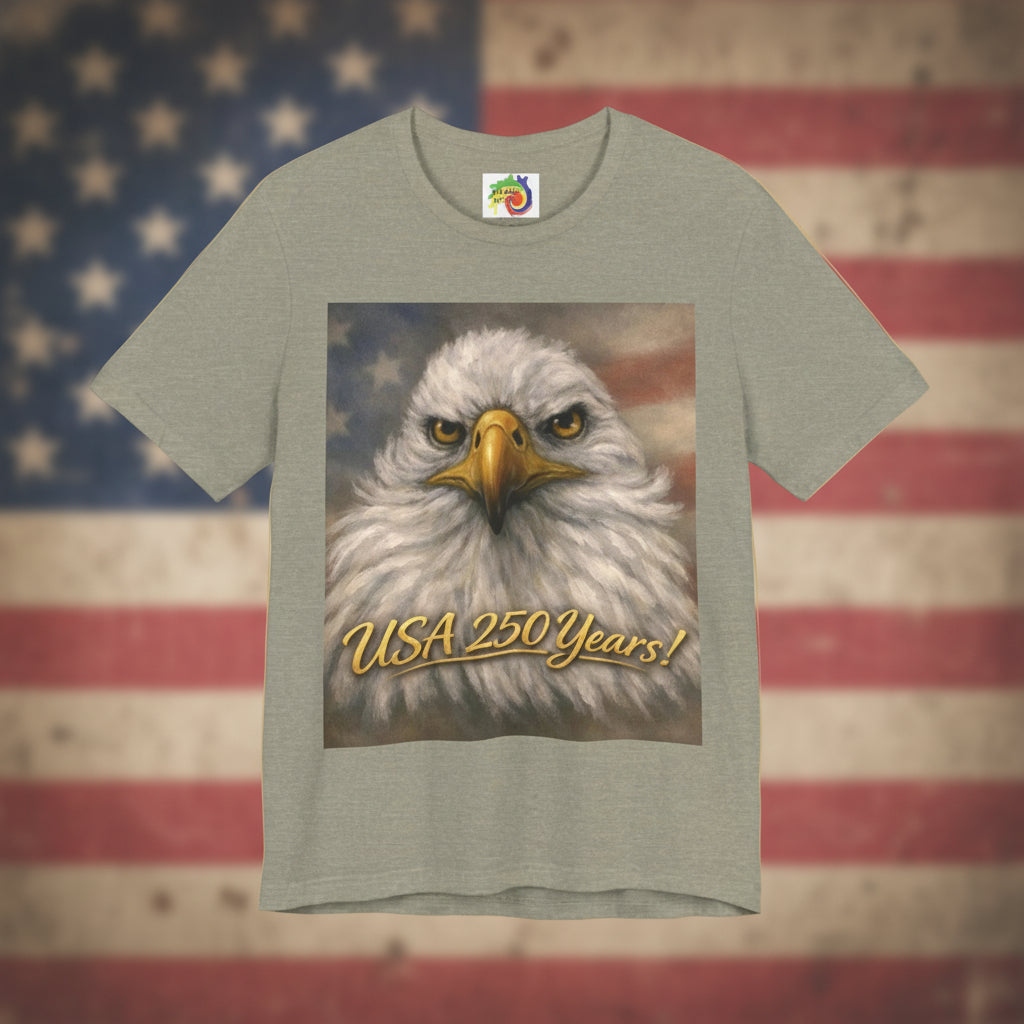 T-shirt with an eagle graphic and 'USA 250 Years!' text