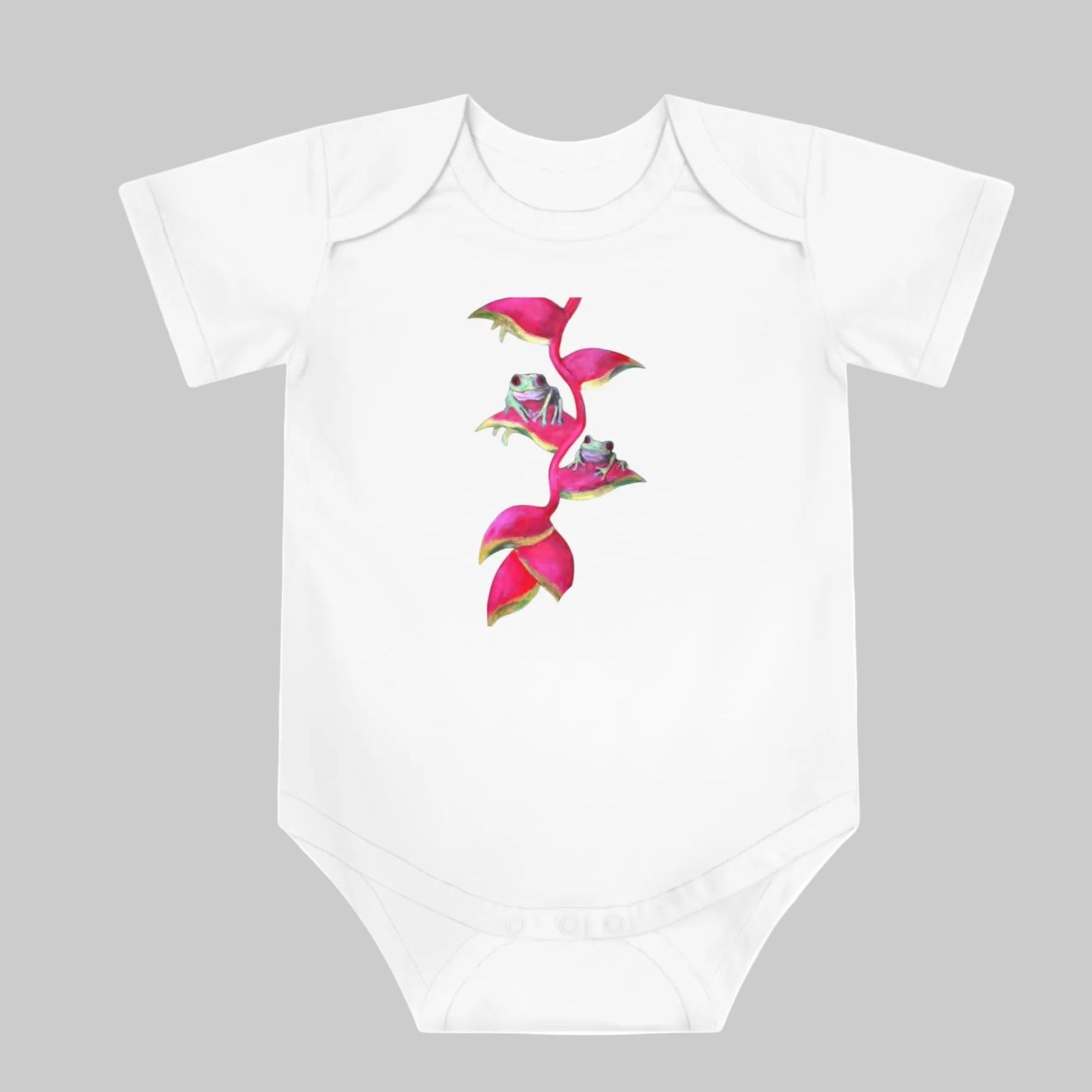 Soft 95% cotton baby bodysuit so comfy and cute with froggy graphics