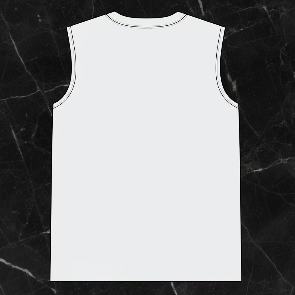 A white sleeveless muscle tee shown from the back. S-3XL