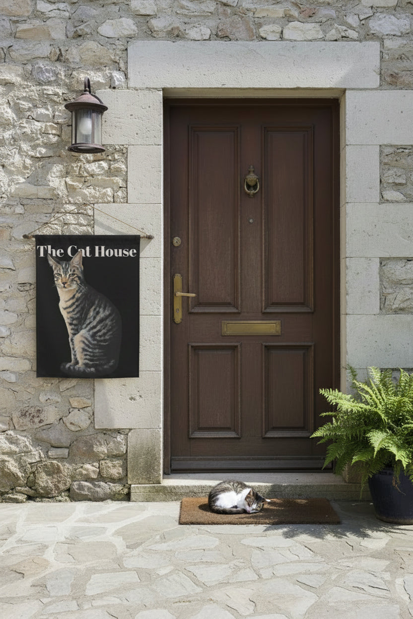 The Cat House Flag is an attractive welcome letting visitors know you love cats