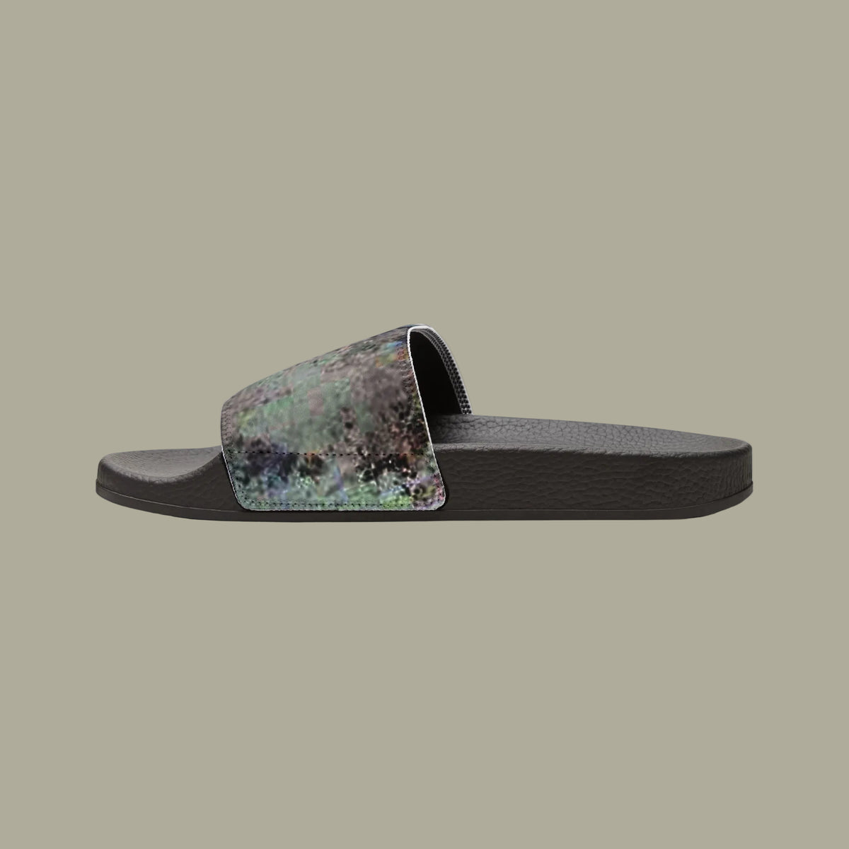 Youth's Black slide sandal with removable abstract design strap