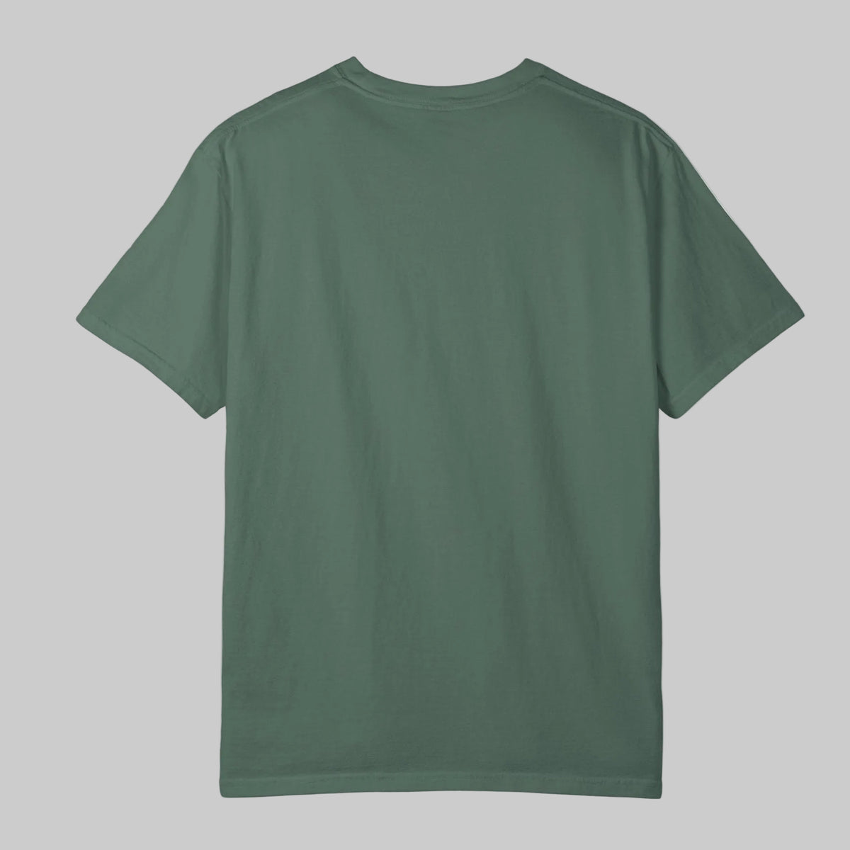 Blue spruce color unisex Tee shown from behind