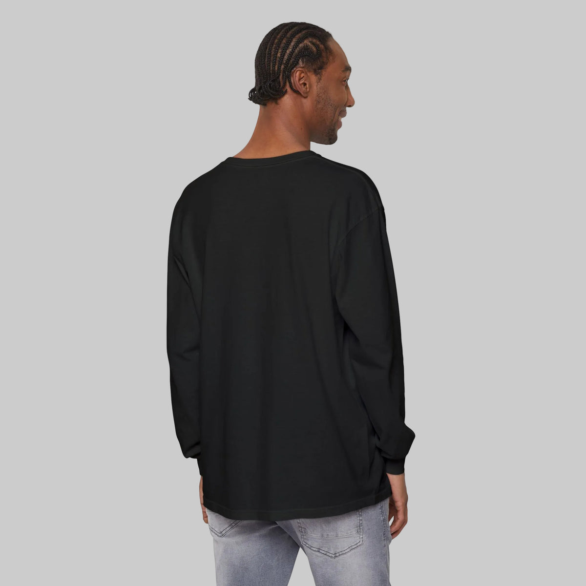 back shown of black T-shirt for men and women