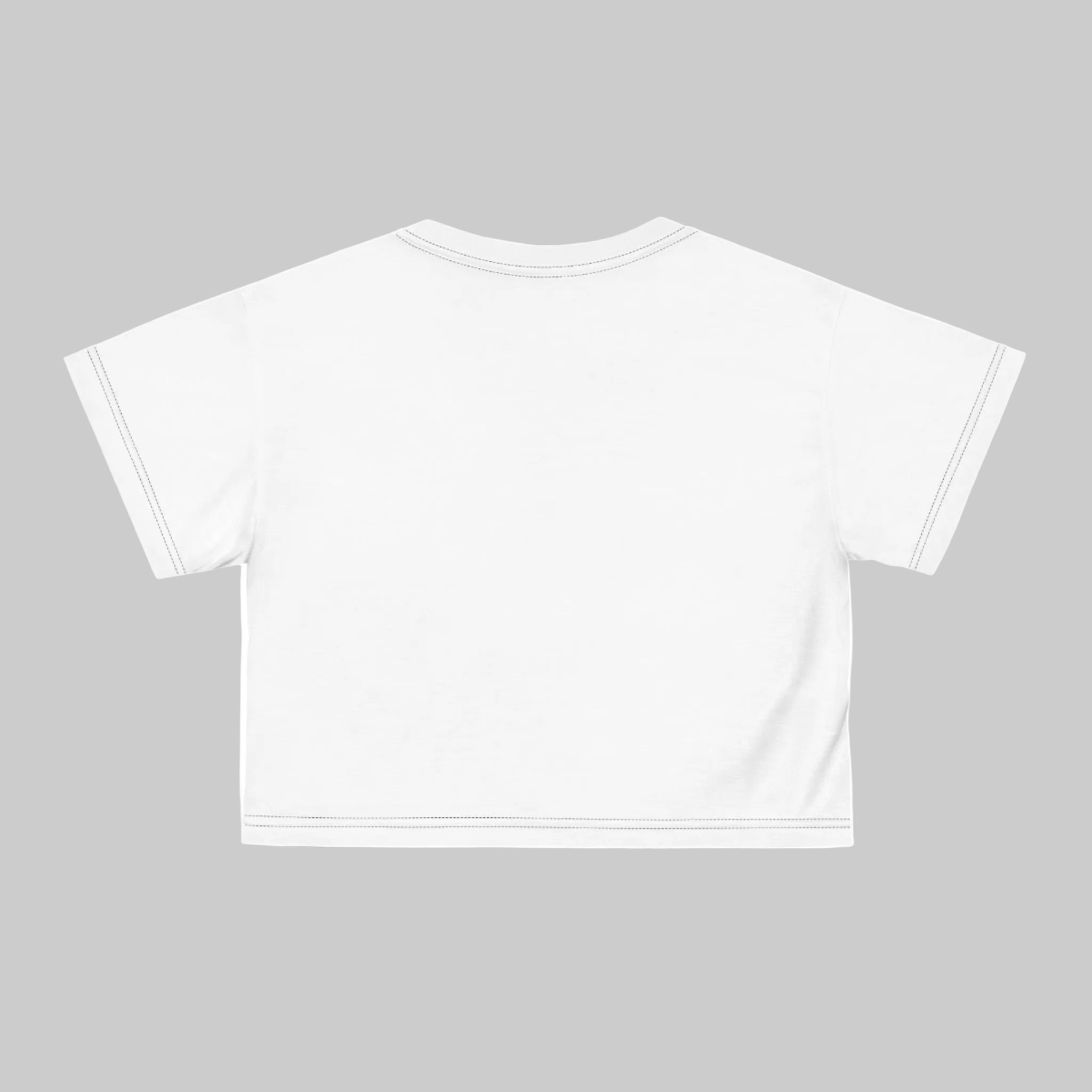 White crop tee with black thread on seams XS-2XL