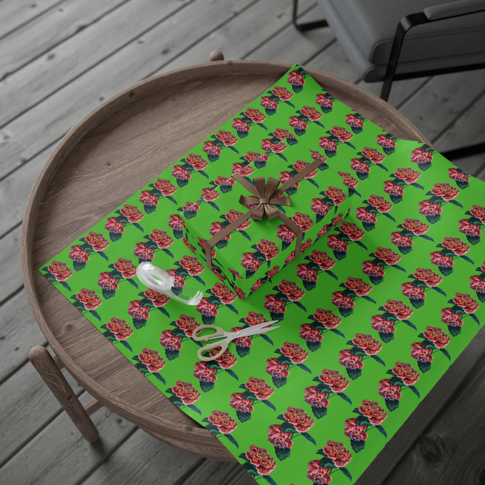 Green floral-patterned paper in three sizes and matte or glossy finish