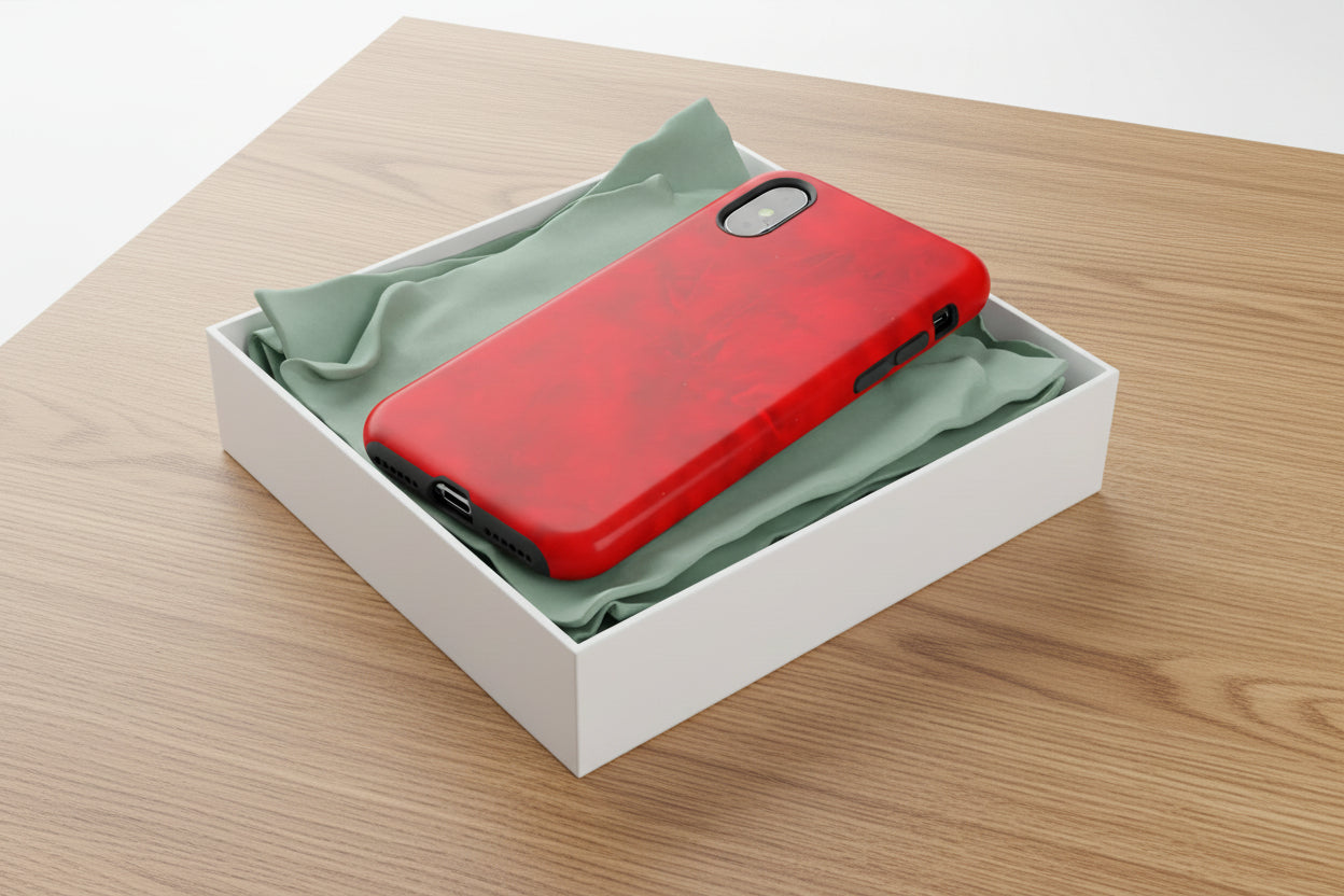 Phone Case in Hot Red Leather-like Design with Dual Layer for Shock Impact and UV Protection