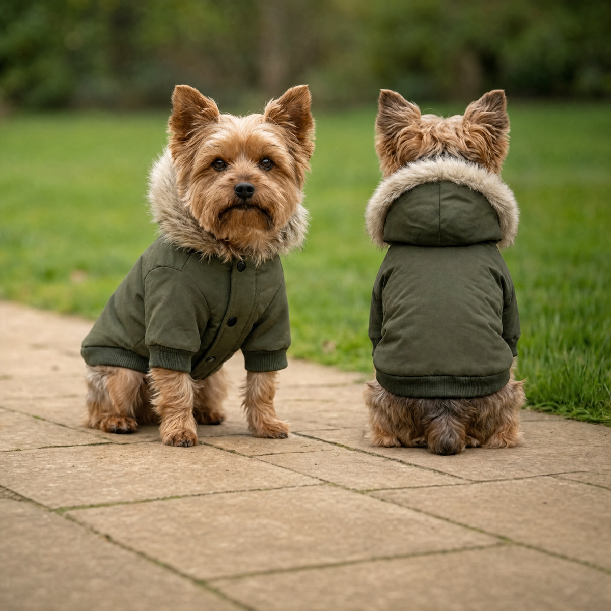 Parka has back leg adjustable straps and snaps along belly for snug fit and warmth - Gold crest and text, ON THE JOB will be on the center back of the parka