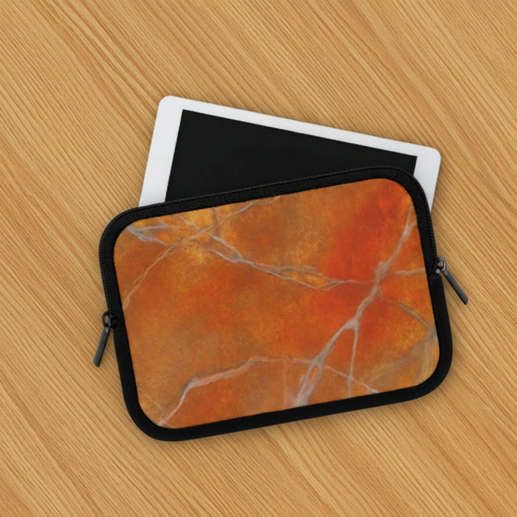 Red Orange marble-patterned laptop sleeve with padding for laptop protection