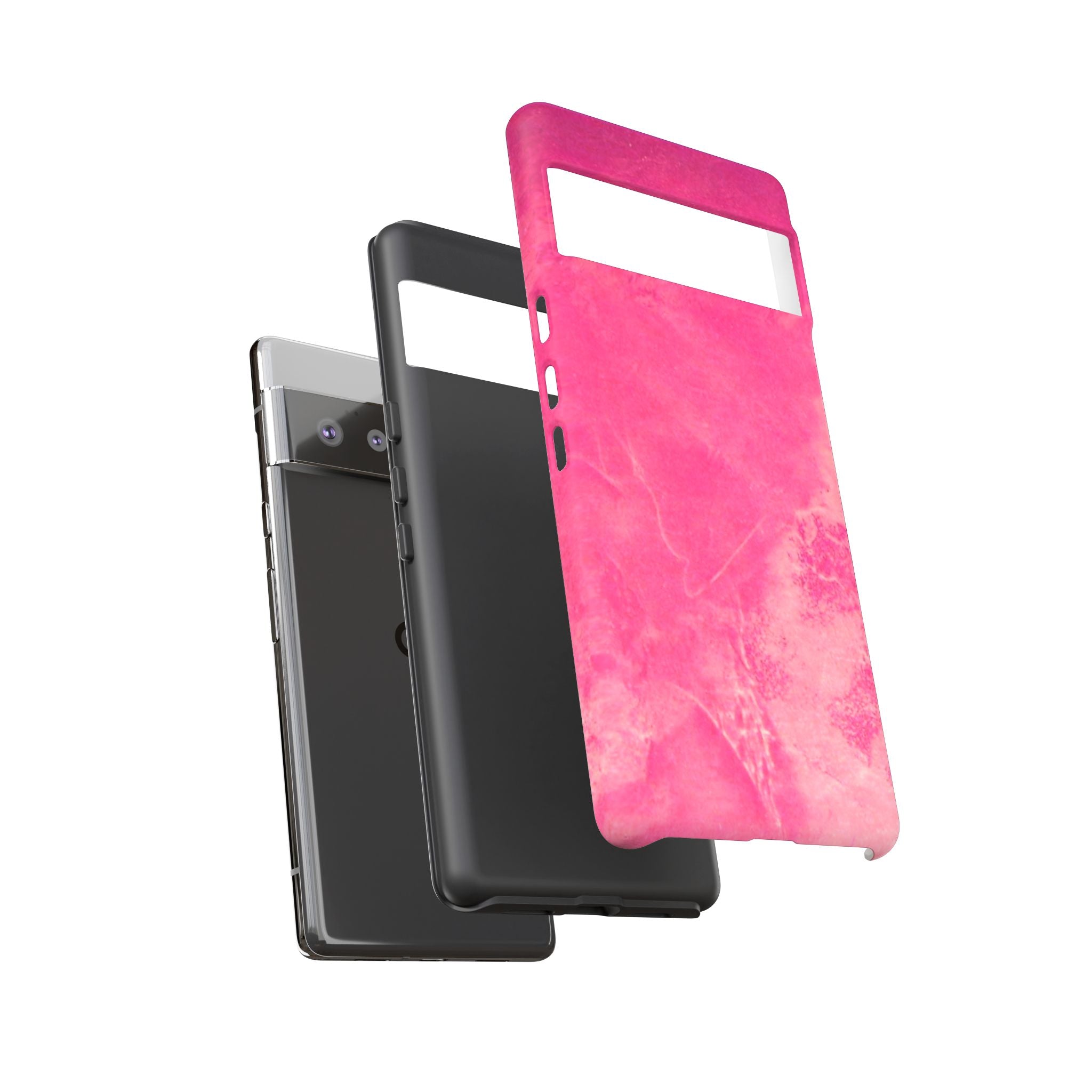 phone case in glossy or matte Hot Pink Marble Design with UV and impact resistance protection