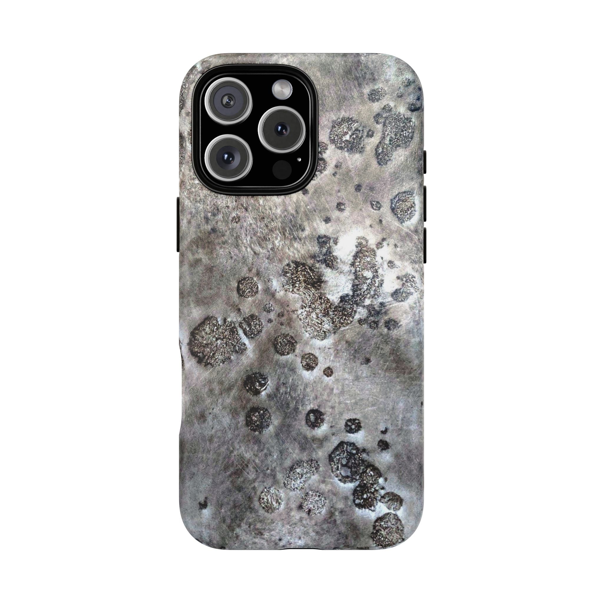 Magnetic iphone case with a Lunar Moon Rock Design is as tough as it looks with 2 layer shell compatible with MagSafe Accessories