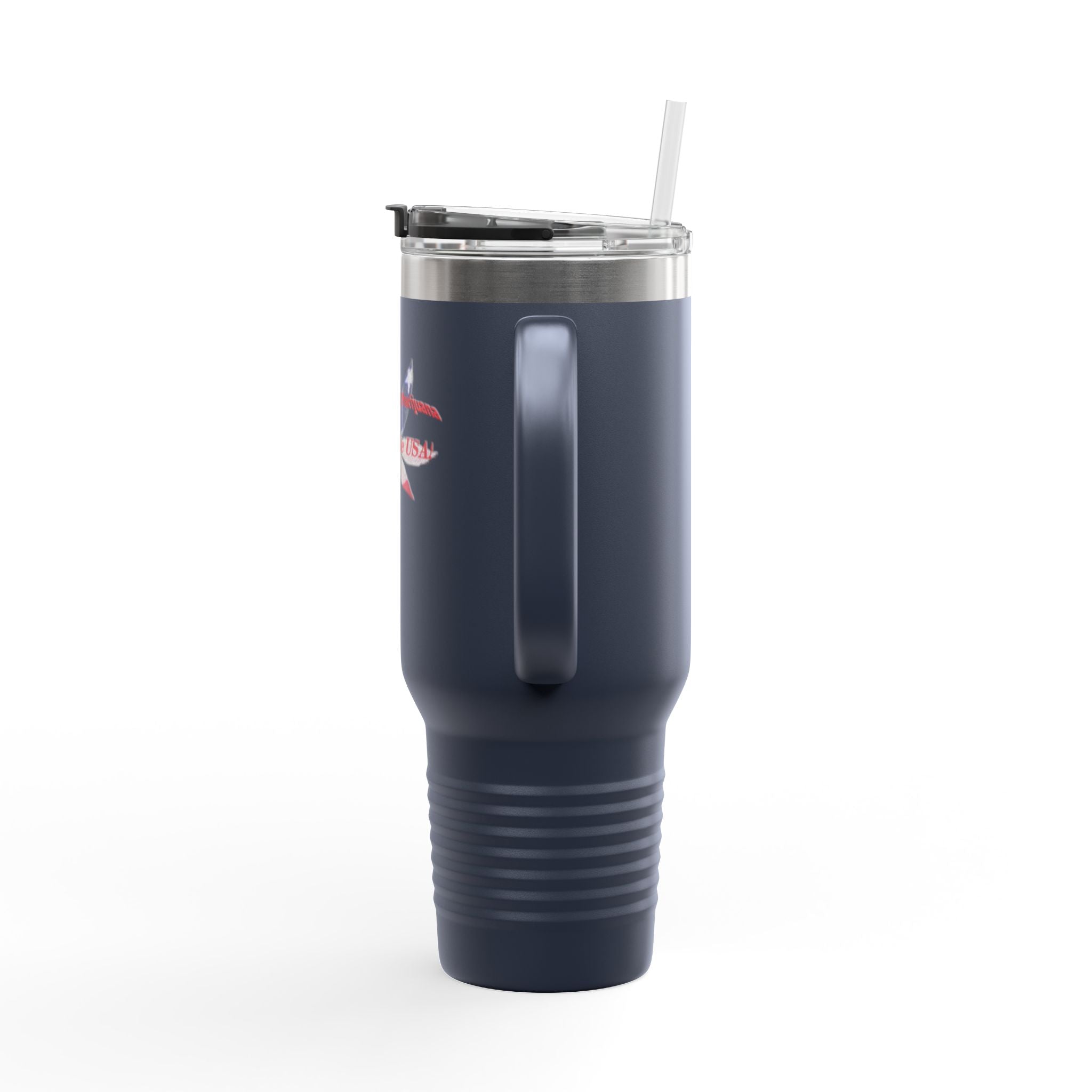 40oz Insulated Travel Mug — American Flag Cannabis Leaf Design