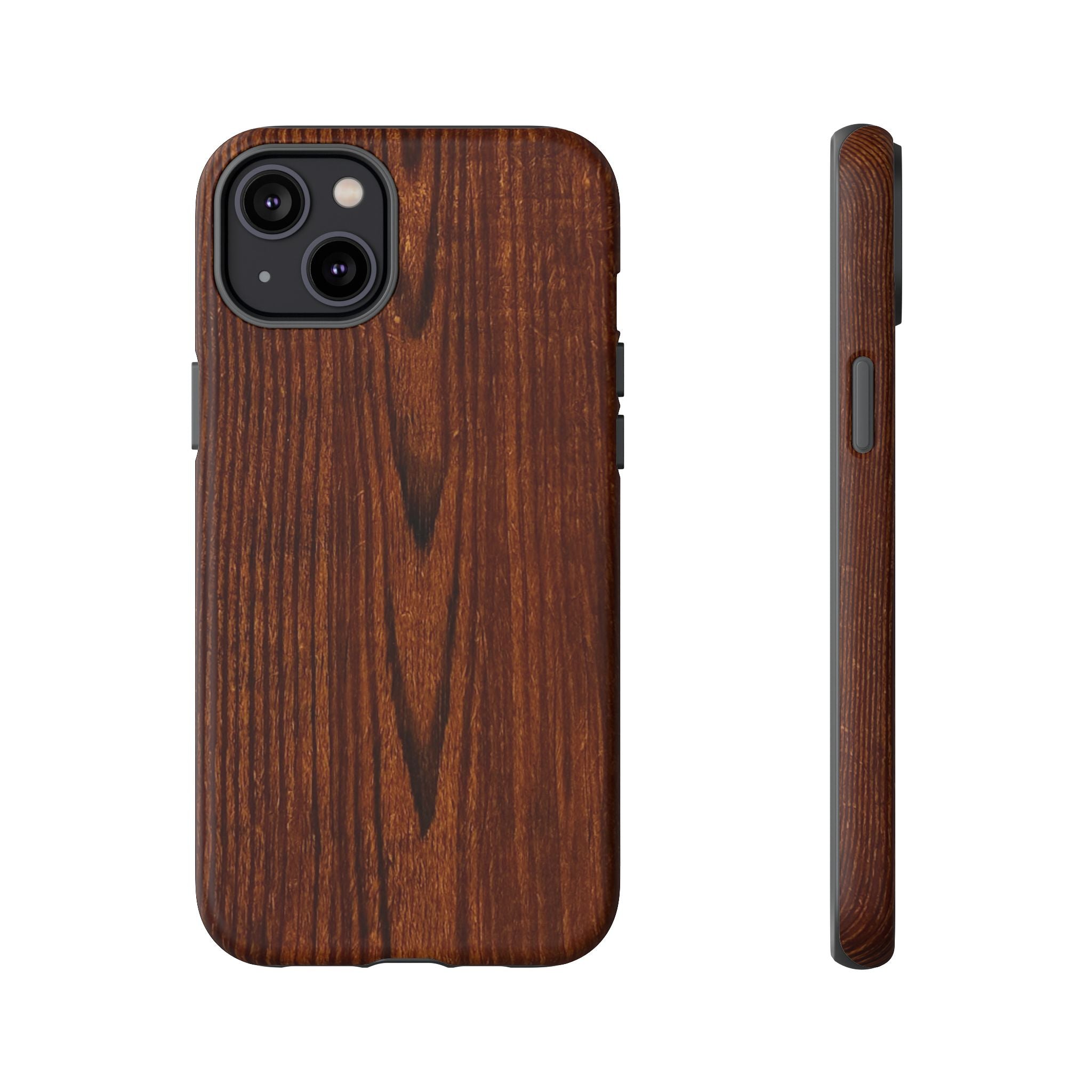 Phone Case in Fine Wood Grain Design with rustic, rugged good looks with toughness and durability for UV and impact resistance protection