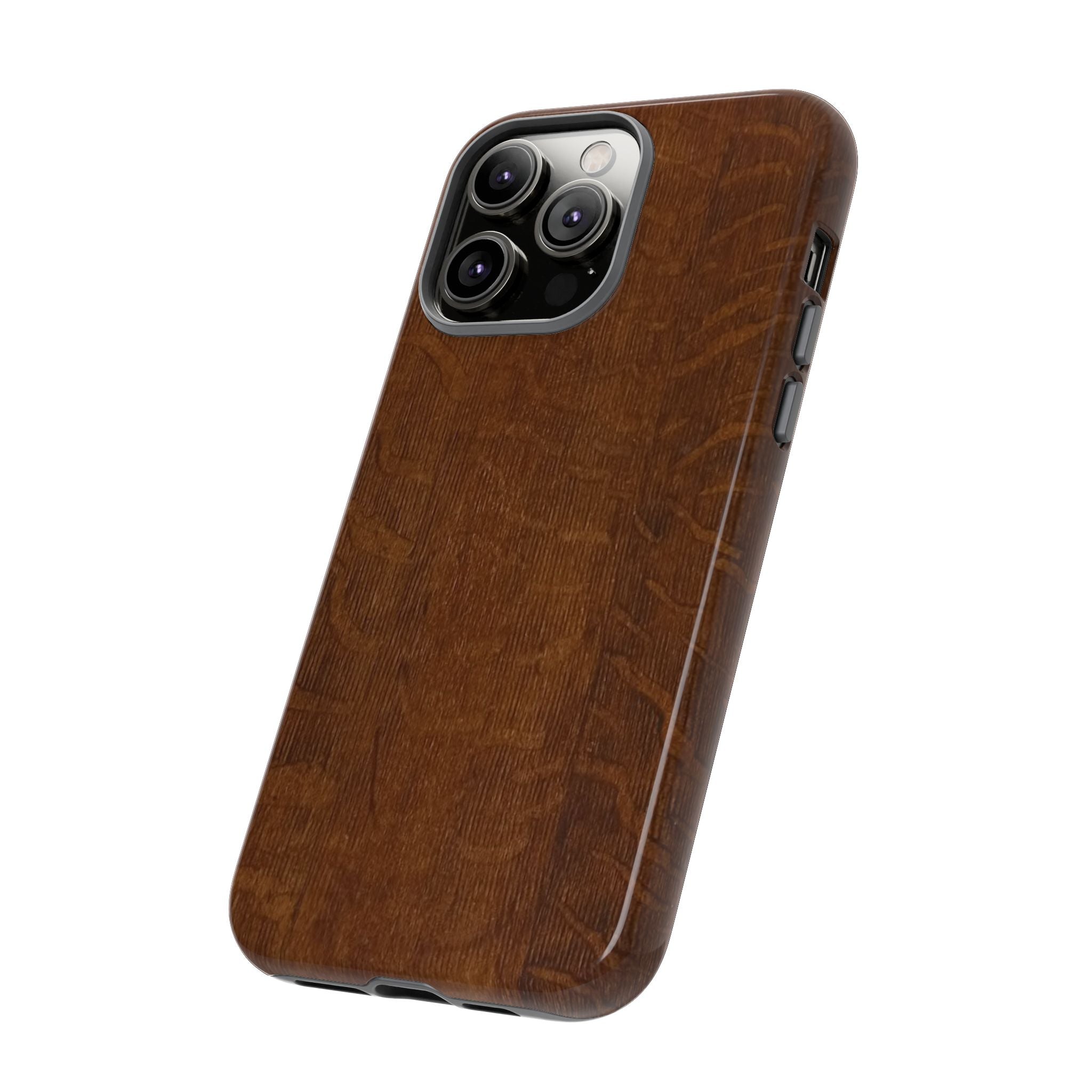 Phone case with 3D Wrap Unique Wood Grain Design - Tough and Durable in Glossy or Matte finish