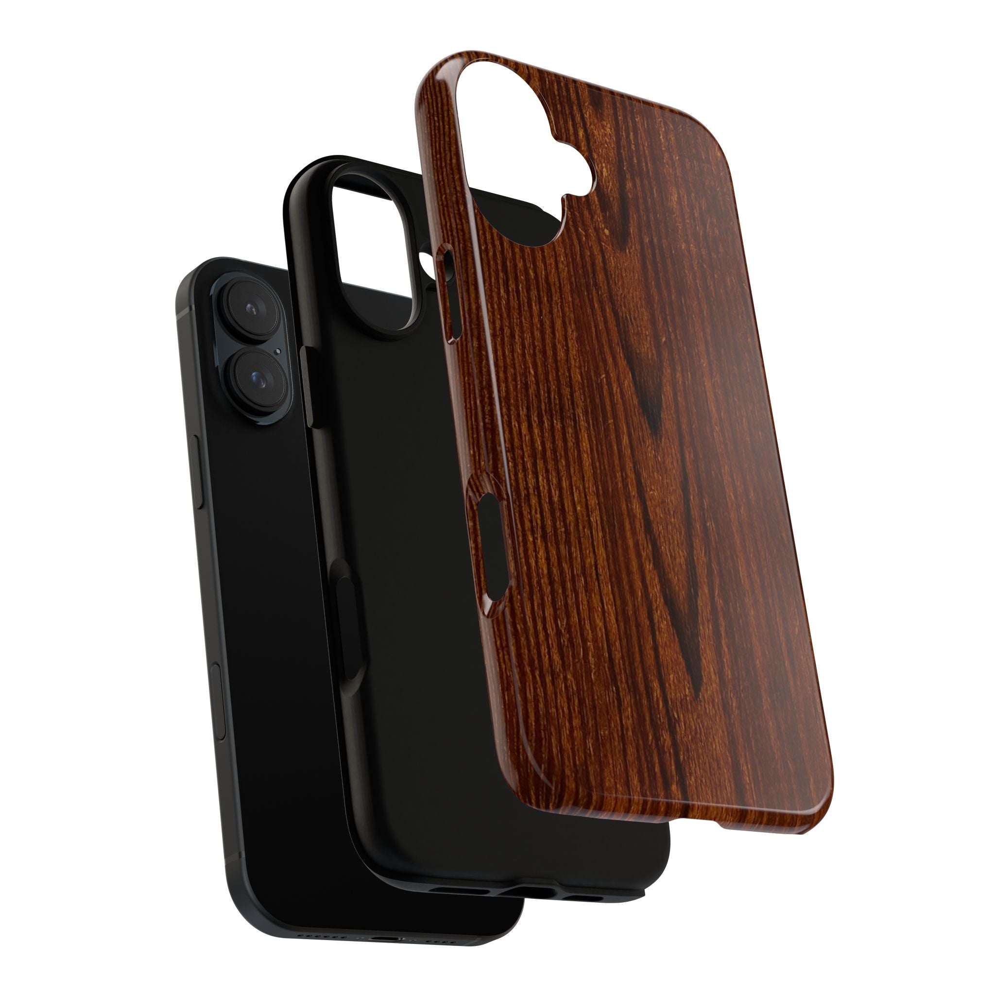 Phone Case in Fine Wood Grain Design with rustic, rugged good looks with toughness and durability for UV and impact resistance protection