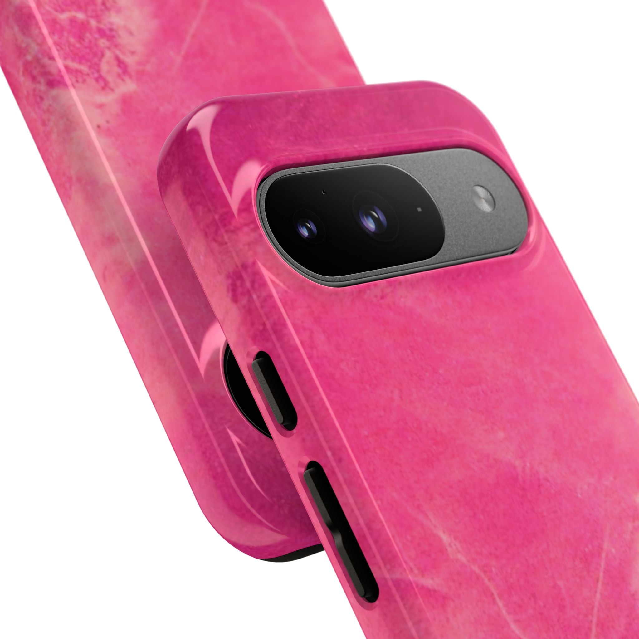 phone case in glossy or matte Hot Pink Marble Design with UV and impact resistance protection