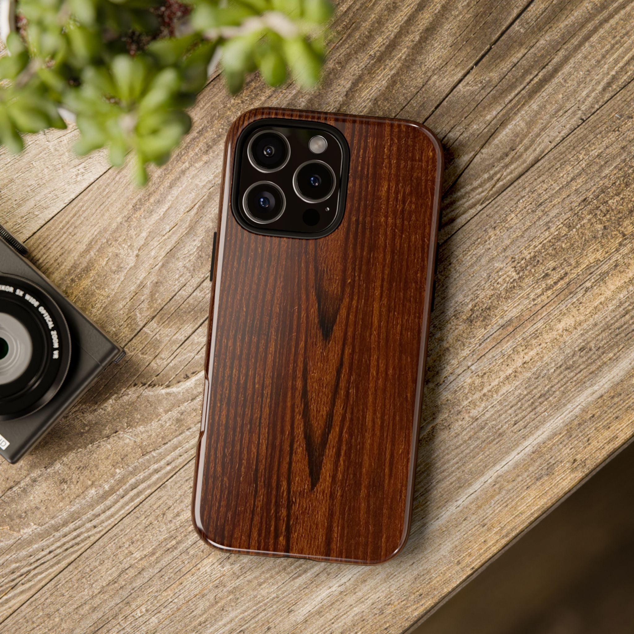 Phone Case in Fine Wood Grain Design with rustic, rugged good looks with toughness and durability for UV and impact resistance protection