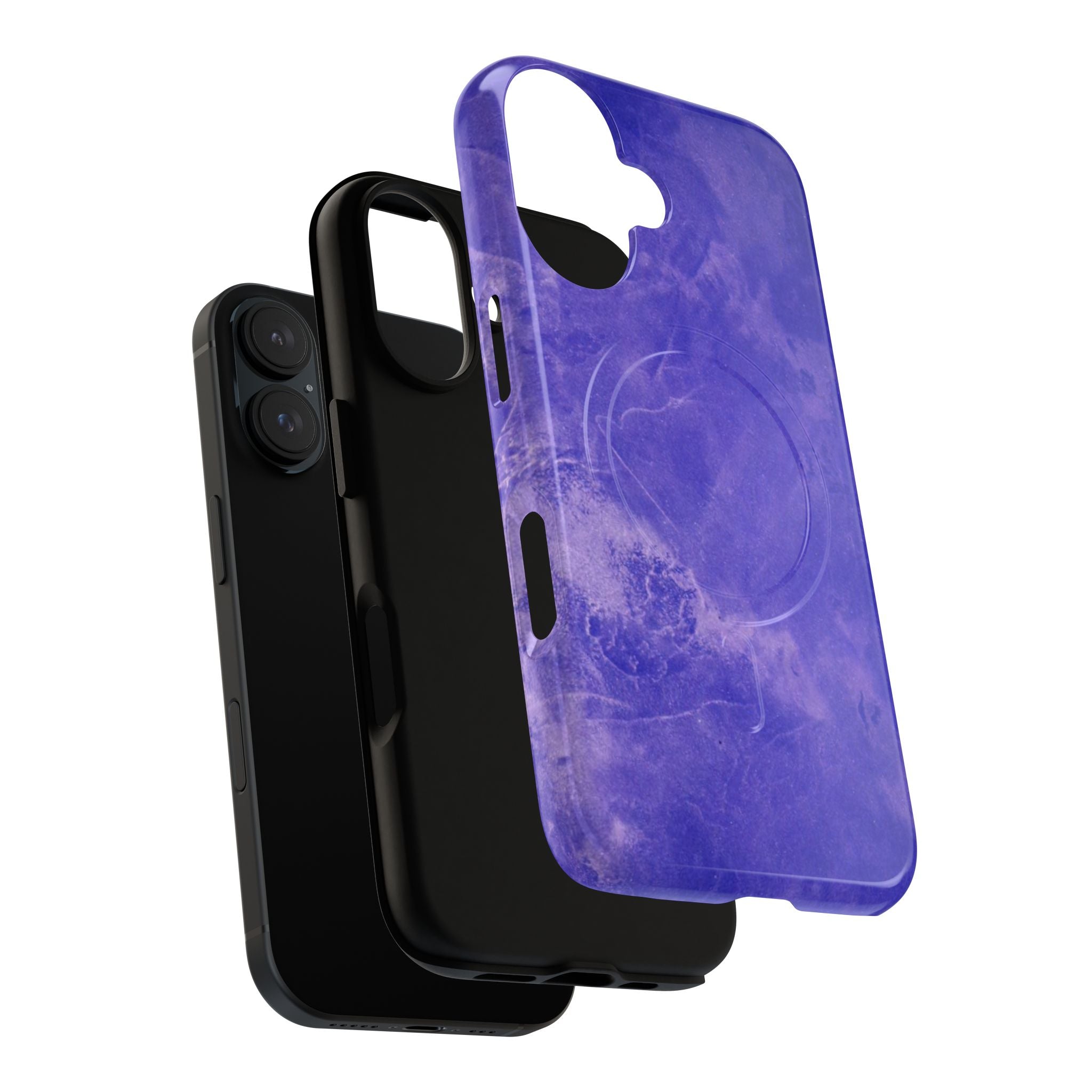 Magnetic iphone case in Blue abstract design with dual layers for toughness and  compatible with MagSafe Accessories