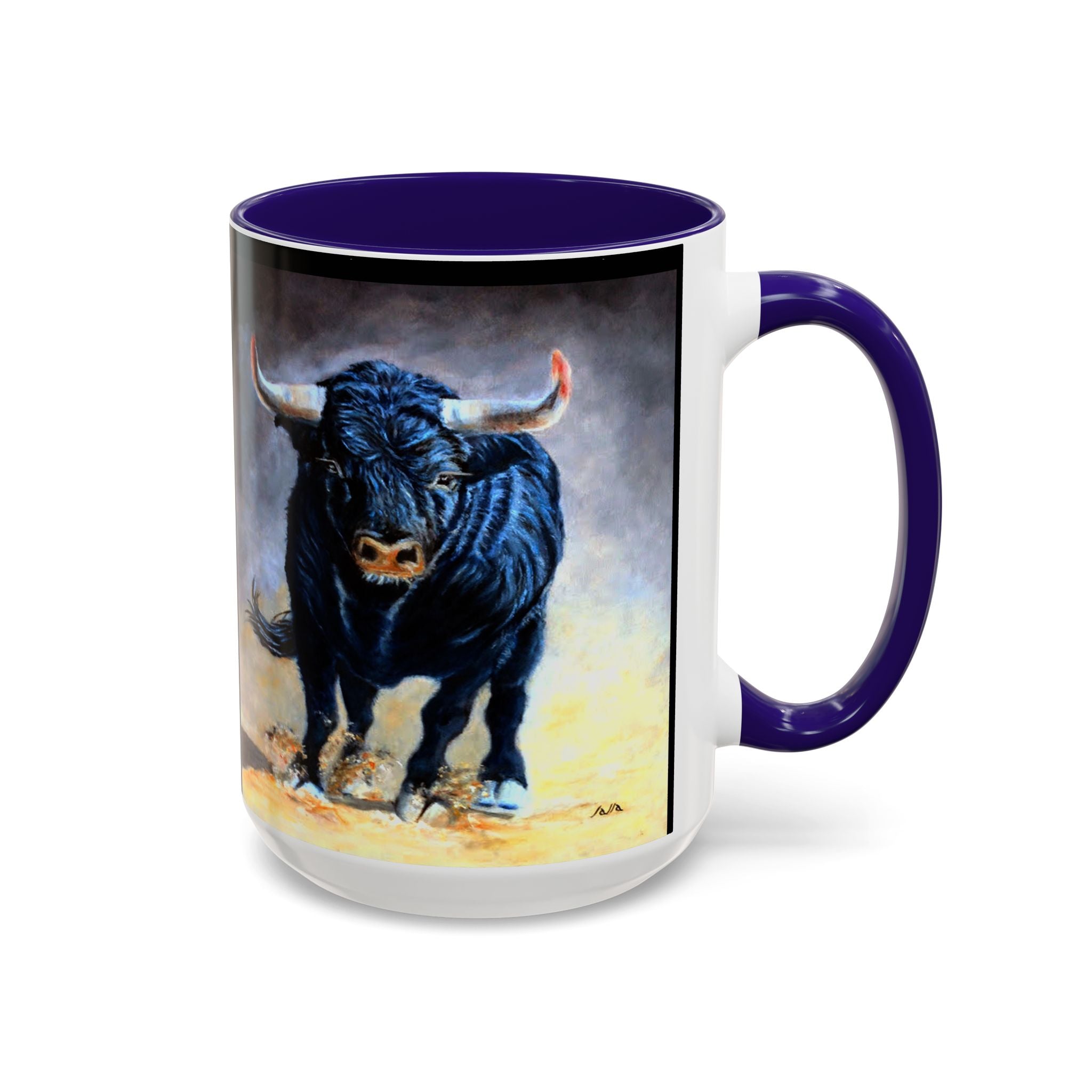 Mugs - premium ceramic 11oz. & 15oz. - artist painted Charging Bull