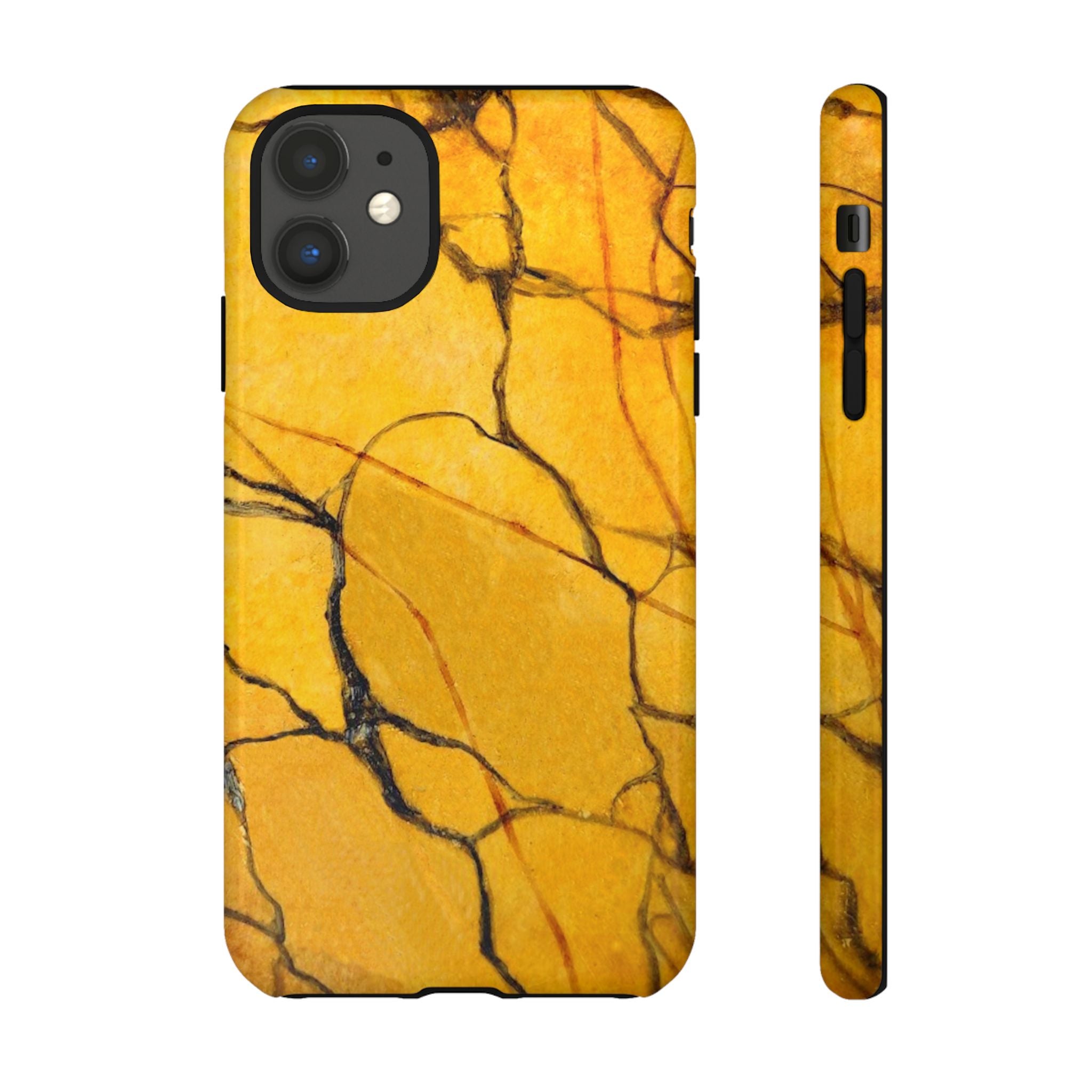  phone case in eye catching gold marble design in glossy or matte finish with silicone lining and hard shell for impact and UV resistance