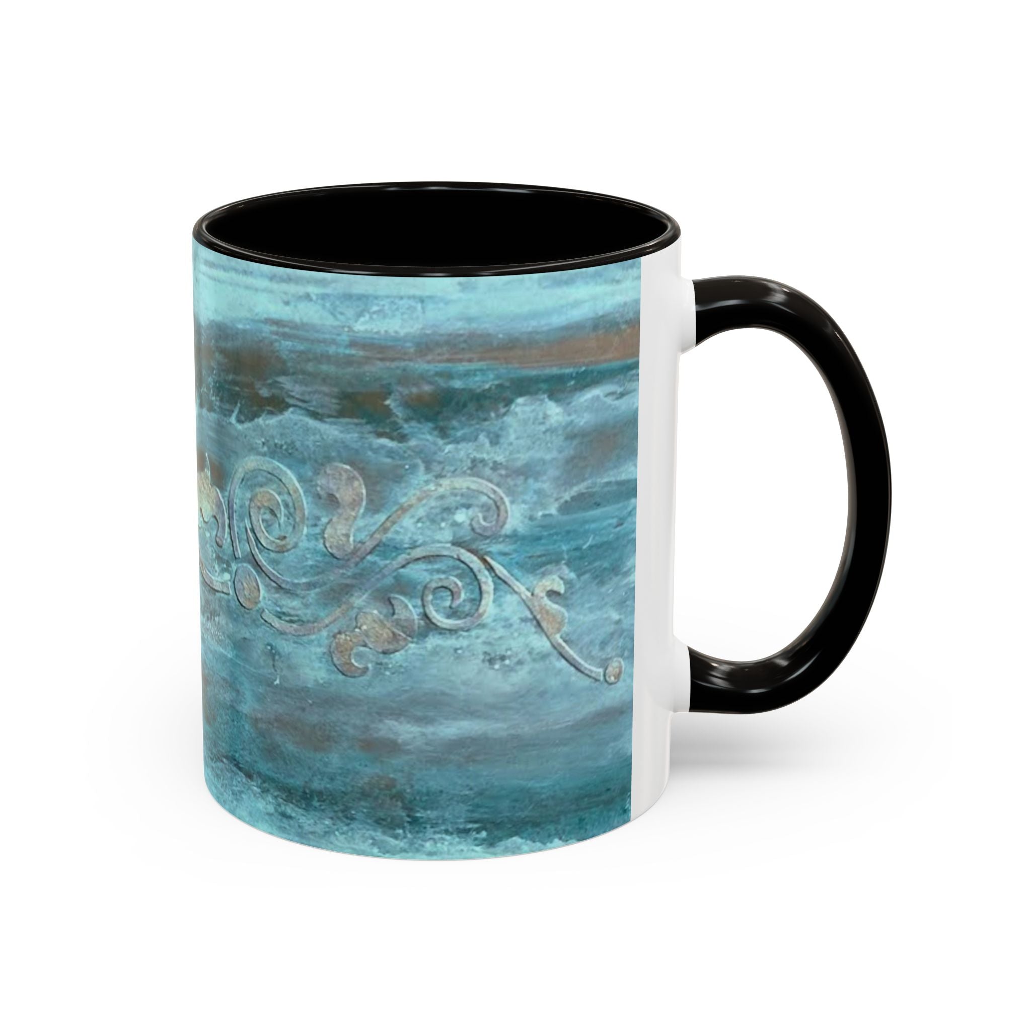 Mugs - Artistically painted with scrolled design 15oz & 11oz by Studio Blitz