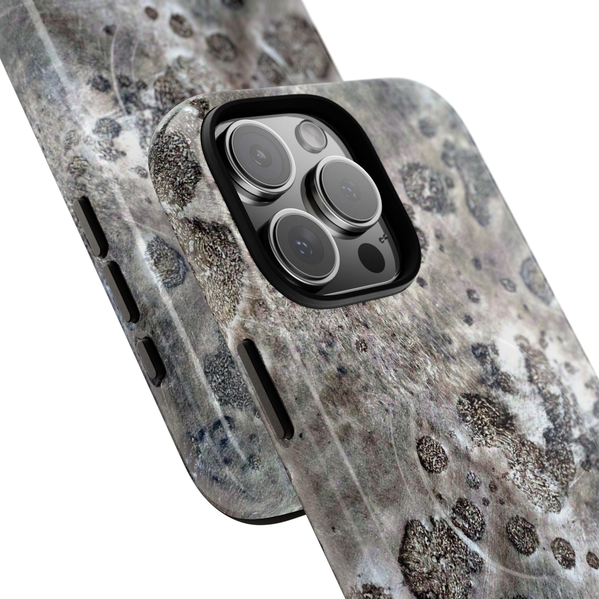Magnetic iphone case with a Lunar Moon Rock Design is as tough as it looks with 2 layer shell compatible with MagSafe Accessories